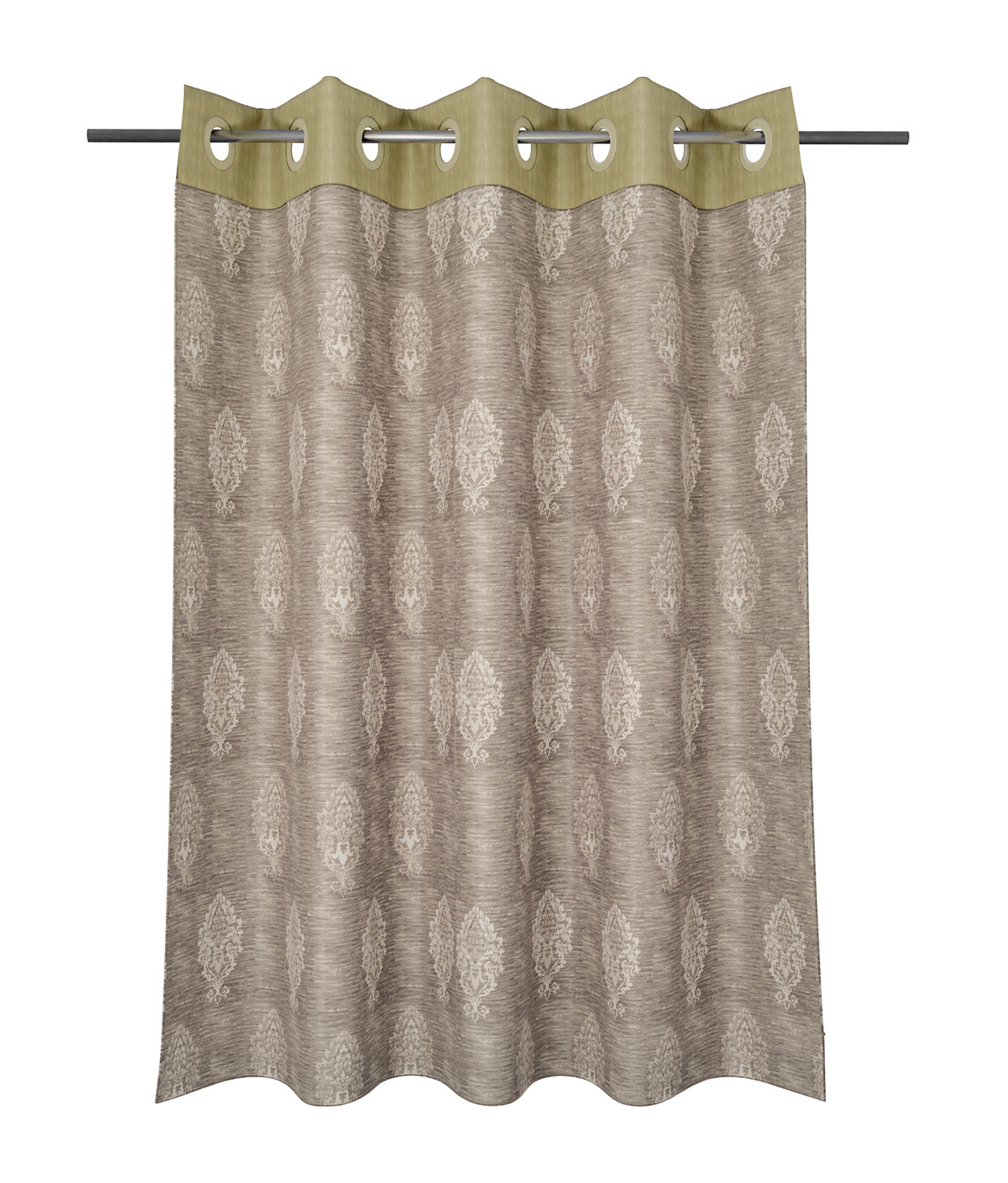 Kuber Industries Faux Silk Decorative 5 Feet Window Curtain | Damask Print Darkening Blackout | Drapes Curtain With 8 Eyelet For Home & Office (Cream)