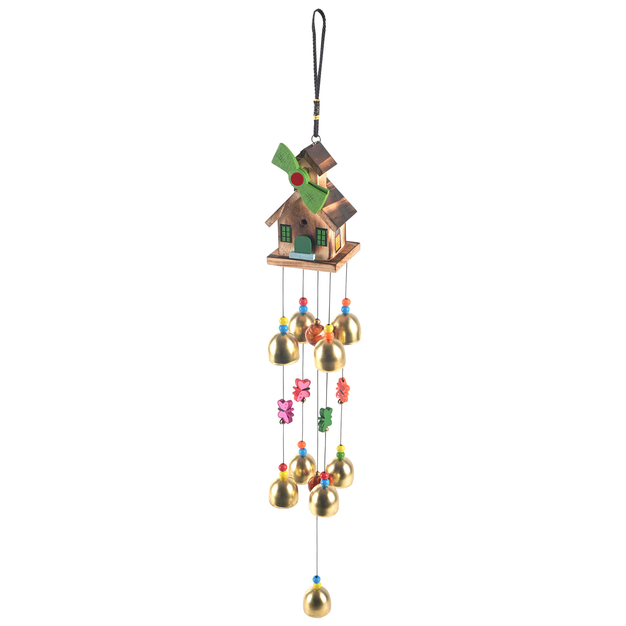 Kuber Industries Feng Shui Wind Chimes for Balcony Living Room and Bedroom  Wind Chimes for Home Positive Energy  Hanging Bells for Home Decoration  Golden