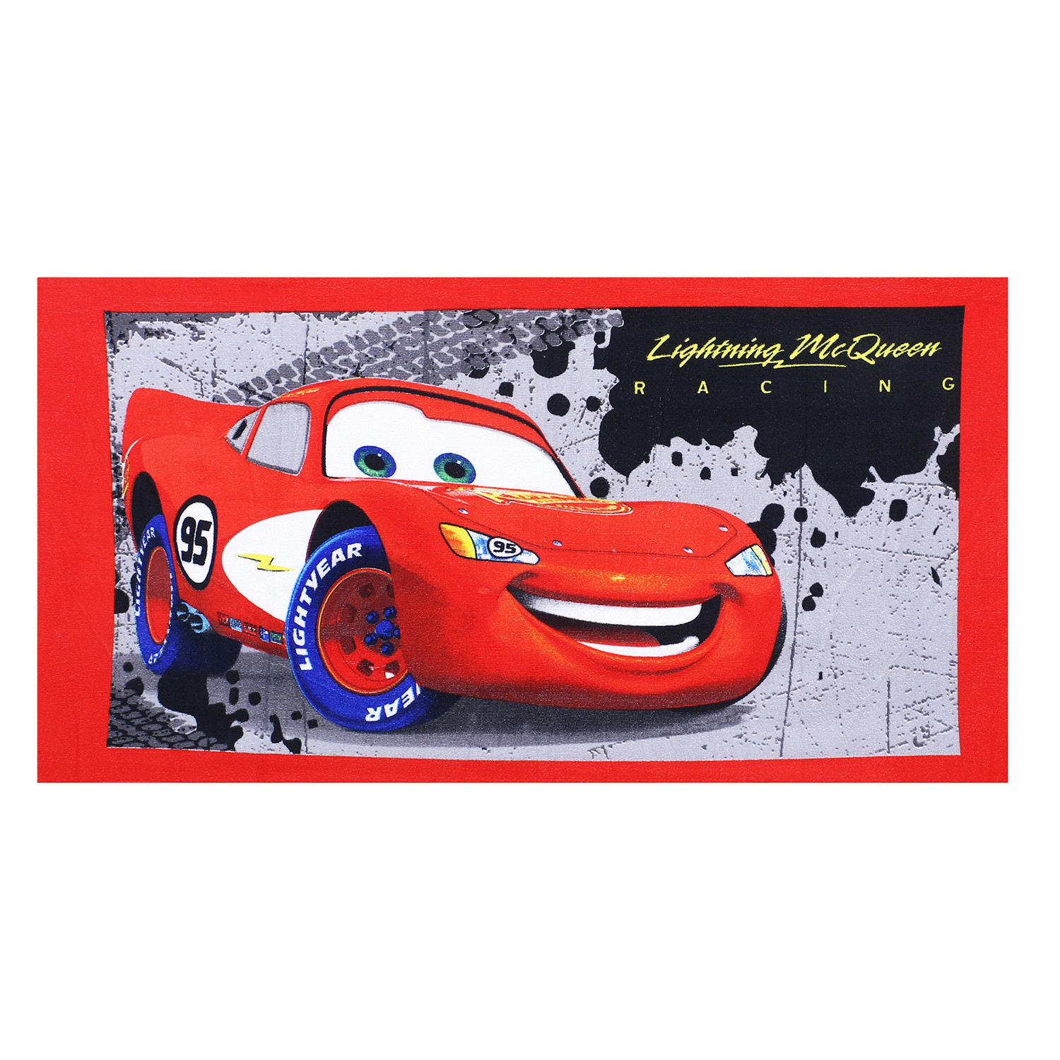 Kuber Industries Fictional Red Car Kids Bath Towel|Soft Cotton Towel For Kids|Sides Stitched Baby Towel|400 GSM Toddler Bath Towel|24x48 Inch (Red)