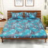 Kuber Industries Fitted Double Bedsheet|Flower Print Premium Glace Cotton Elastic Bedsheet With Two Pillow Covers,72 x 78 Inch(Green)