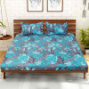 Kuber Industries Fitted Double Bedsheet|Glace Cotton Flower Print Bedsheet with 2 Pillow Covers for Living Room|Bedroom|6x6 Feet (Green)