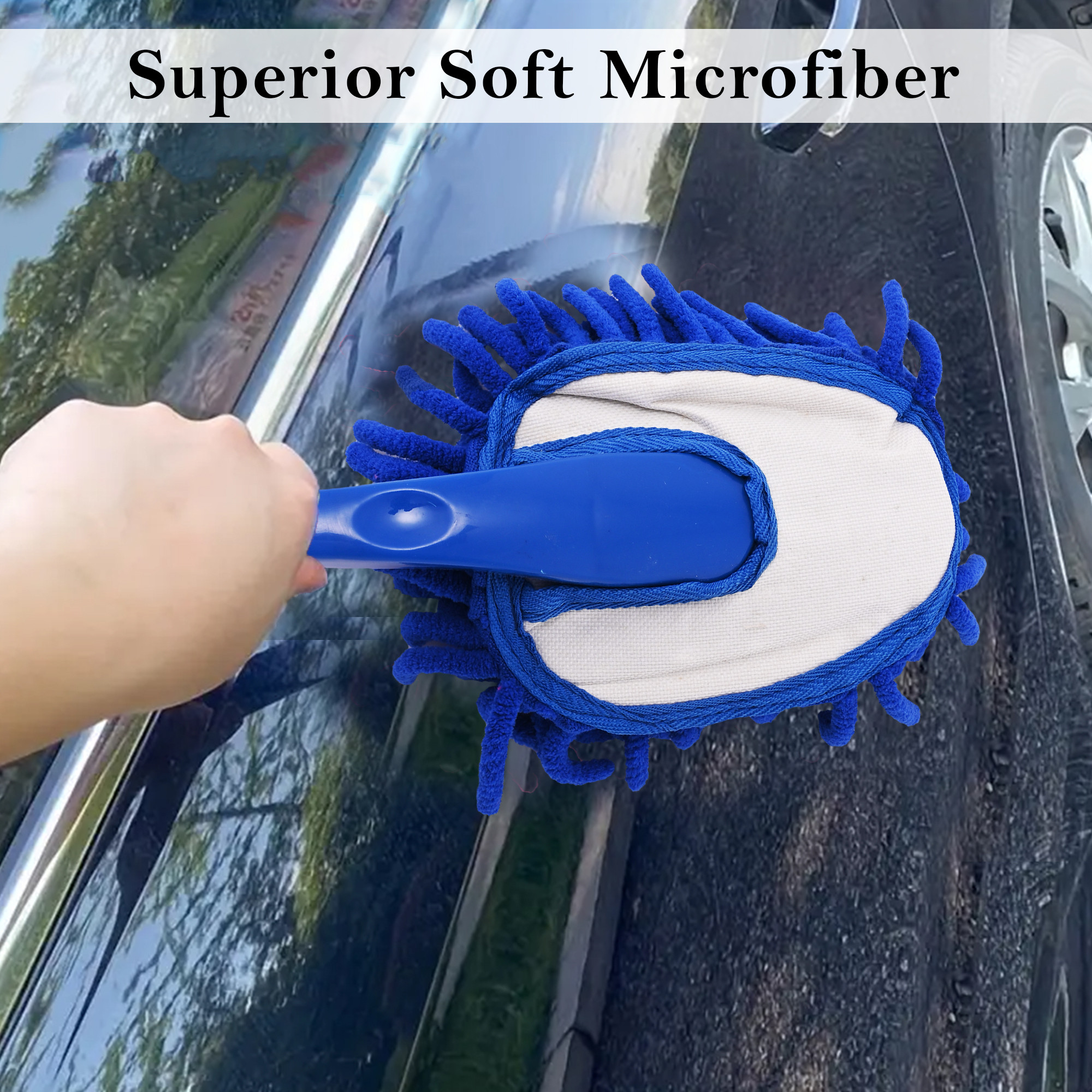 Kuber Industries Flexible Microfiber Car Cleaning Brush  Dusting Brush for Home Cleaning  Soft Bristled Cleaning Tool Sofa Brush  Dust Remover for HomeOffice Use  Royal Blue
