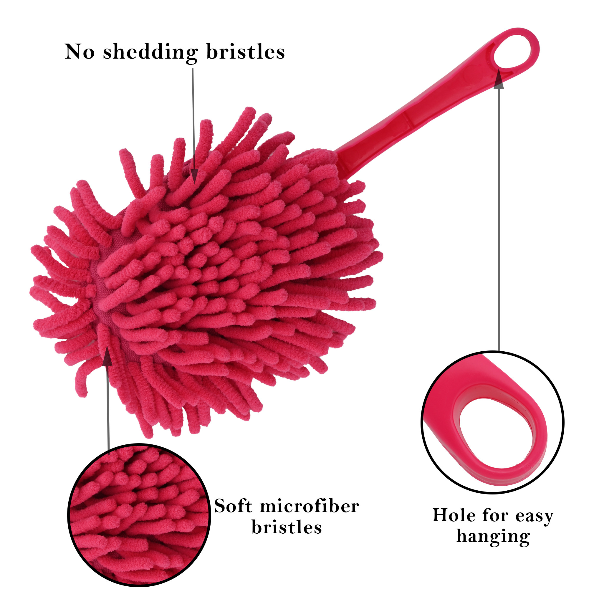 Kuber Industries Flexible Microfiber Car Cleaning Brush  Dusting Brush for Home Cleaning  Soft Bristled Cleaning Tool Sofa Brush  Dust Remover for HomeOffice Use  Dark Pink