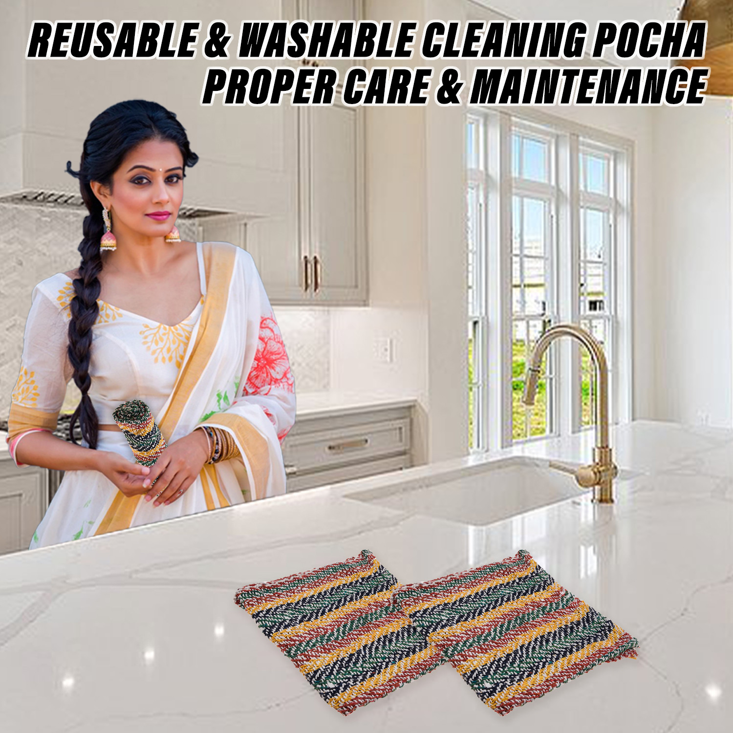 Kuber Industries Floor Cleaning Pocha | Multi Lining Duster Cloth | Cotton Reusable Sweeping Cloth For Home | Kitchen | 22x22 Inch | Multicolor
