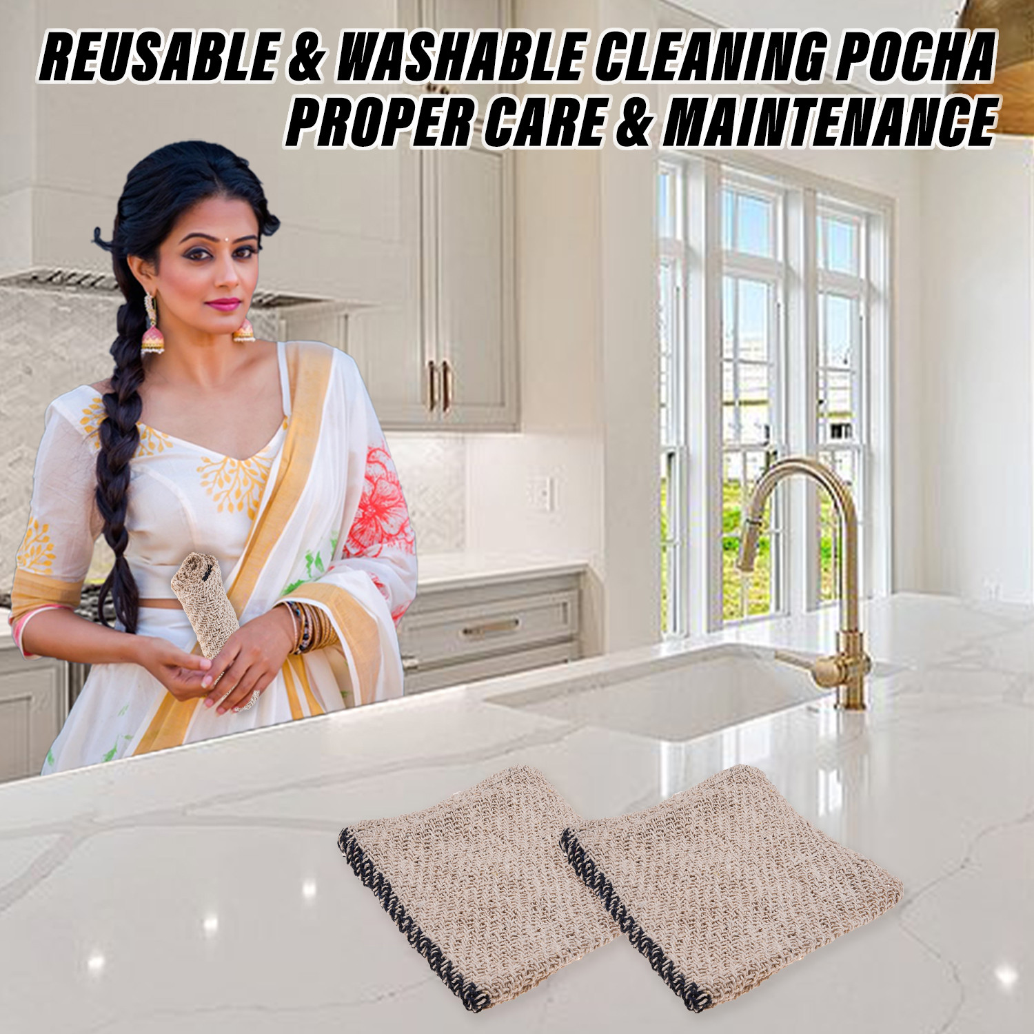 Kuber Industries Floor Cleaning Pocha | Plain Duster Cloth | Cotton Reusable Sweeping Cloth For Home | Kitchen | Large | 28x28 Inch |White