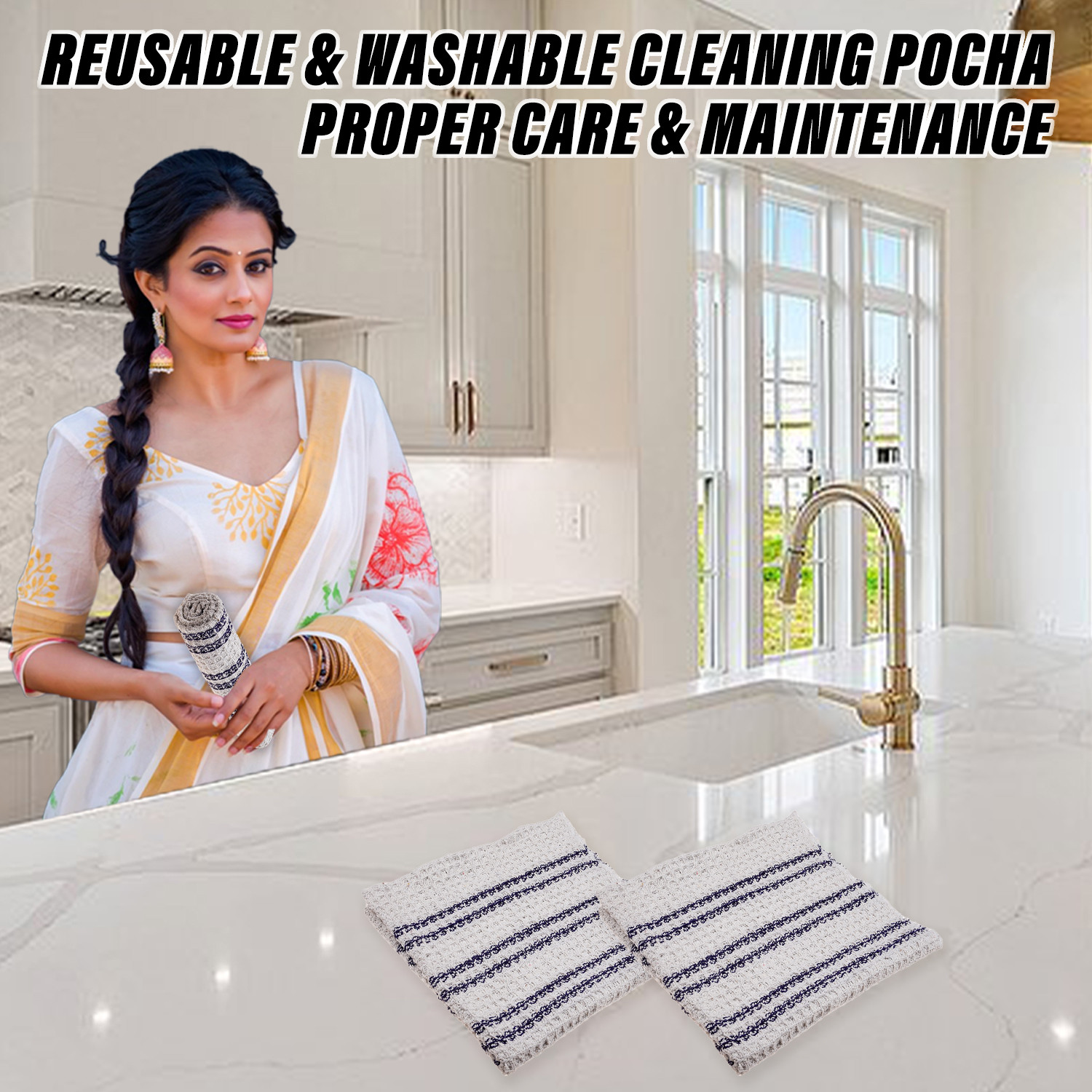 Kuber Industries Floor Cleaning Pocha | Self Check Lining Duster Cloth | Cotton Reusable Sweeping Cloth For Home | Kitchen | Large | 28x28 Inch |  Blue