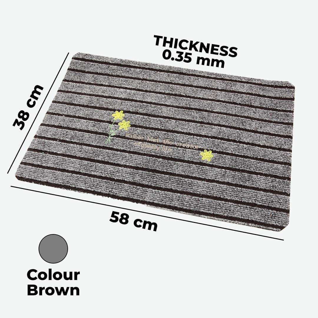 Kuber Industries Floor Mat|Stylish Door Mat|Durable & Easy to Maintain|Multi-Utility Floor Mat for Living Room,Bedroom,Bathroom,Kitchen,Entrances & Other Spaces|HY04|38 x 58 cm|Brown