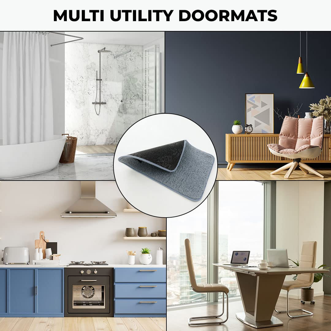 Kuber Industries Floor Mat|Stylish Door Mat|Durable & Easy to Maintain|Multi-Utility Floor Mat for Living Room,Bedroom,Bathroom,Kitchen,Entrances & Other Spaces|SZ-02|40 x 60 cm,Grey