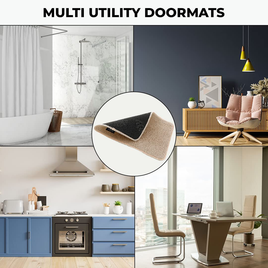 Kuber Industries Floor Mat|Stylish Door Mat|Durable & Easy to Maintain|Multi-Utility Floor Mat for Living Room,Bedroom,Bathroom,Kitchen,Entrances & Other Spaces|SZ-03|40 x 60 cm,Khaki