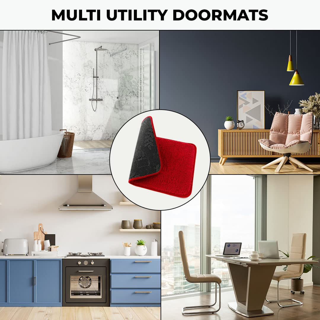 Kuber Industries Floor Mat|Stylish Door Mat|Durable & Easy to Maintain|Multi-Utility Floor Mat for Living Room,Bedroom,Bathroom,Kitchen,Entrances & Other Spaces|SZ-04|40 x 60 cm,Red