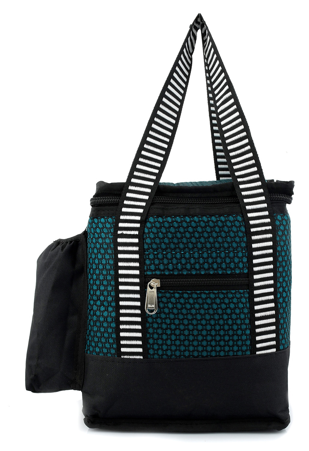 Kuber Industries Floral Design Canvas Waterproof Lunch Bag , Suitable for 3 Compartment (Black) -CTKTC38971