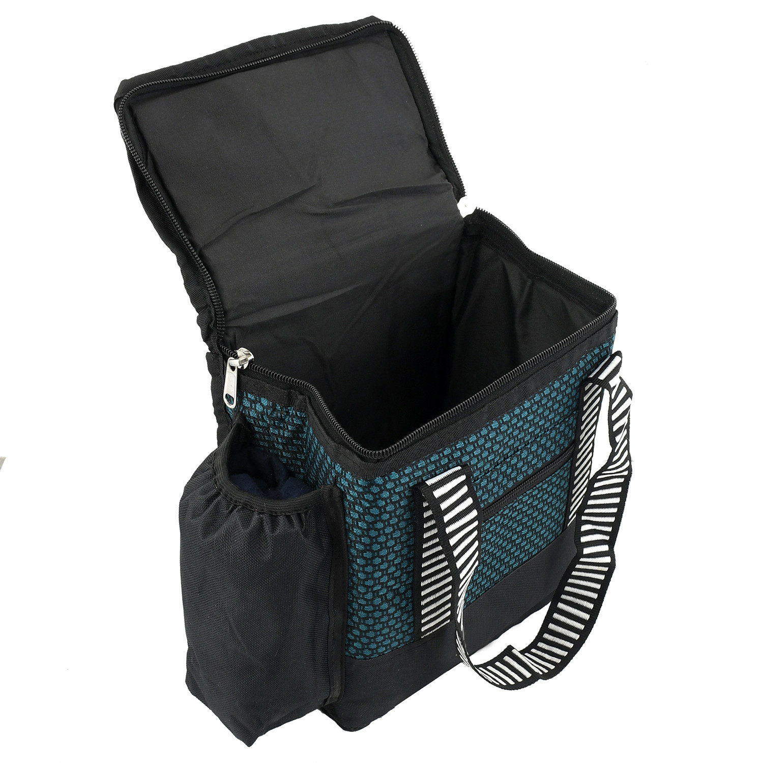 Kuber Industries Floral Design Canvas Waterproof Lunch Bag , Suitable for 3 Compartment (Black) -CTKTC38971