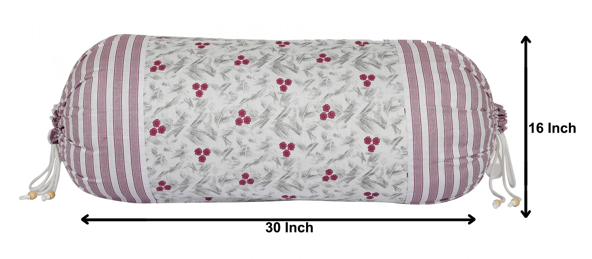 Kuber Industries Floral Design Premium Cotton Bolster Covers, 16 x 30 inch,(Pink)