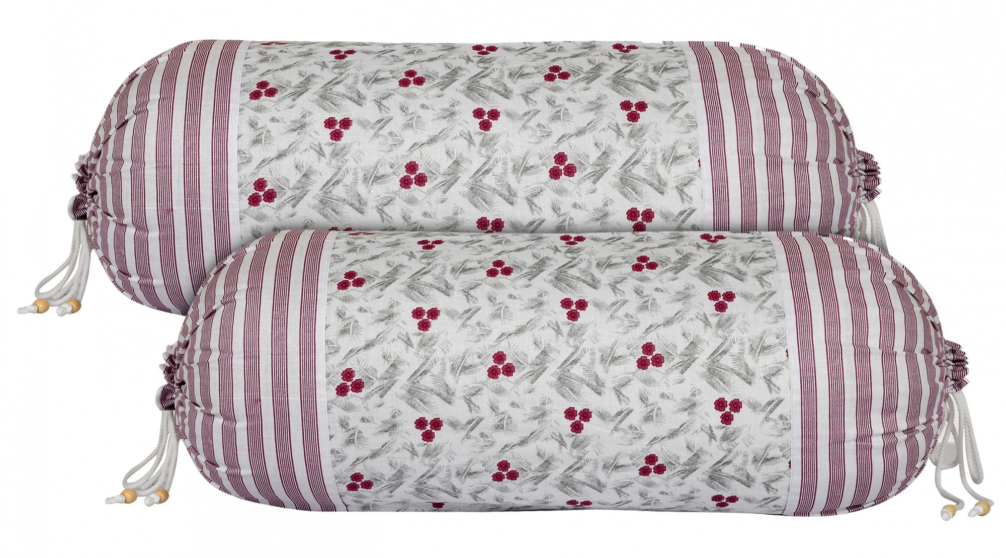 Kuber Industries Floral Design Premium Cotton Bolster Covers, 16 x 30 inch,(Pink)