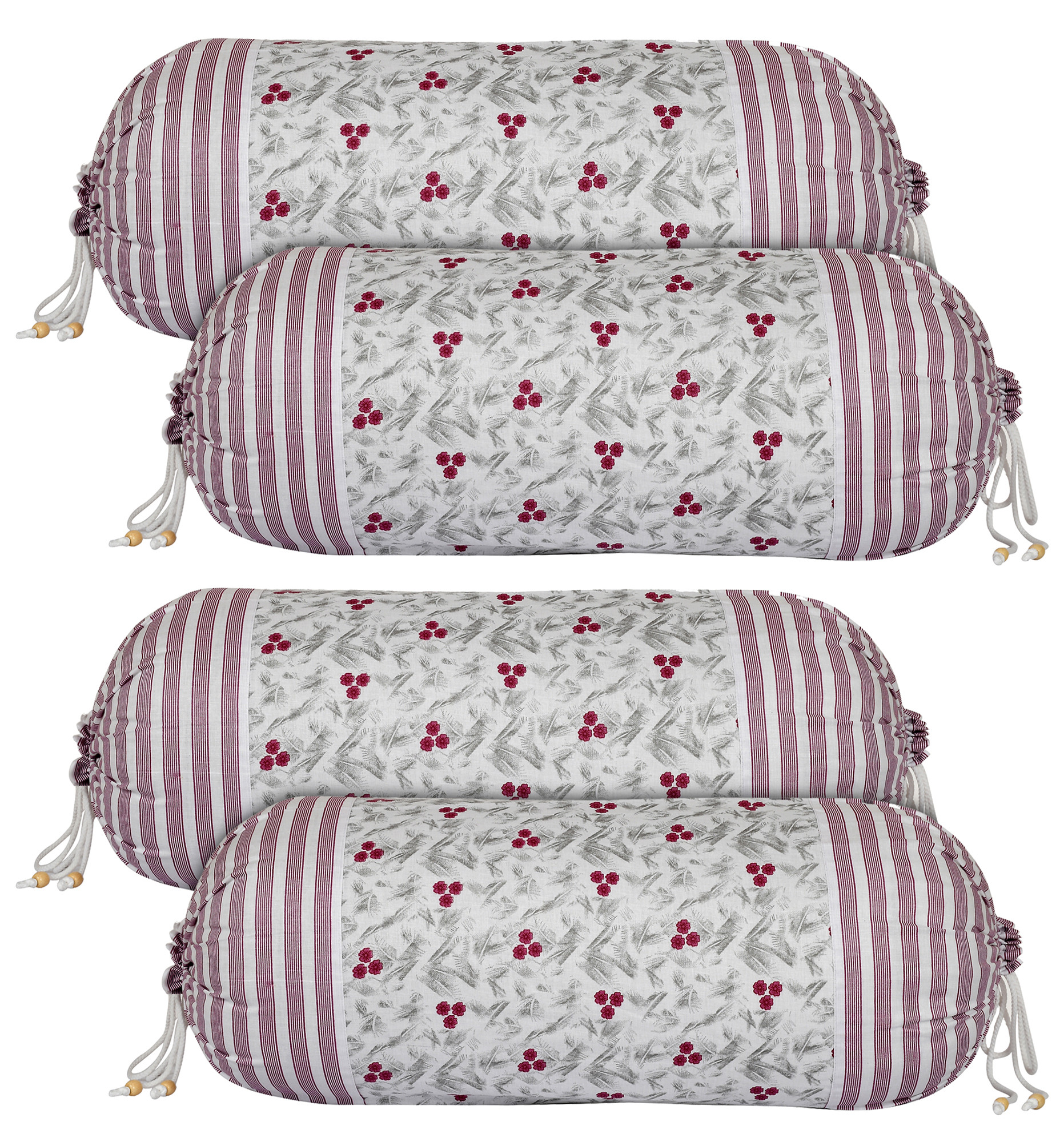 Kuber Industries Floral Design Premium Cotton Bolster Covers, 16 x 30 inch,(Pink)