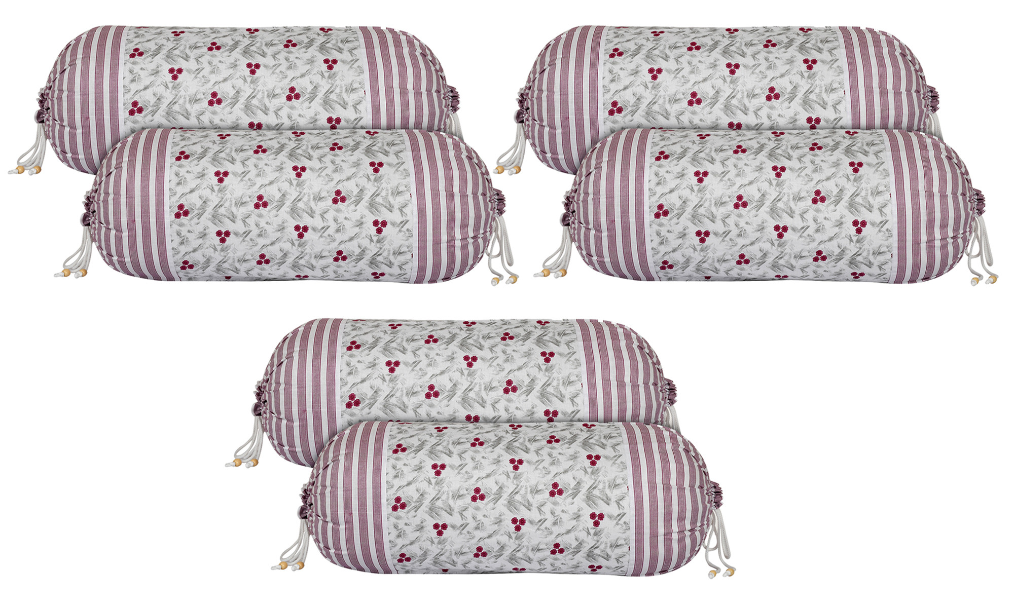 Kuber Industries Floral Design Premium Cotton Bolster Covers, 16 x 30 inch,(Pink)