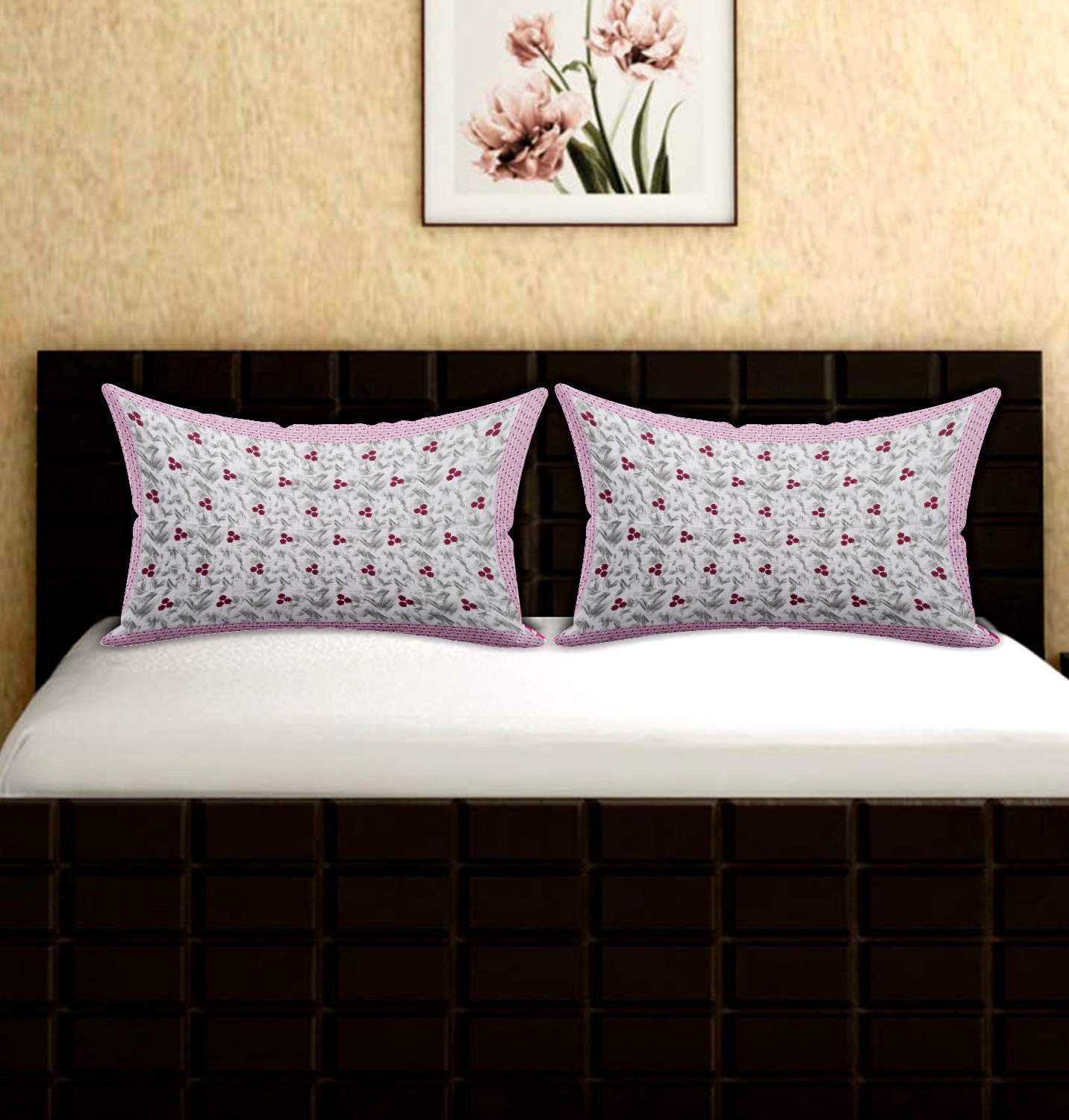 Kuber Industries Floral Design Premium Cotton Pillow Covers, 18 x 28 inch,(Pink)
