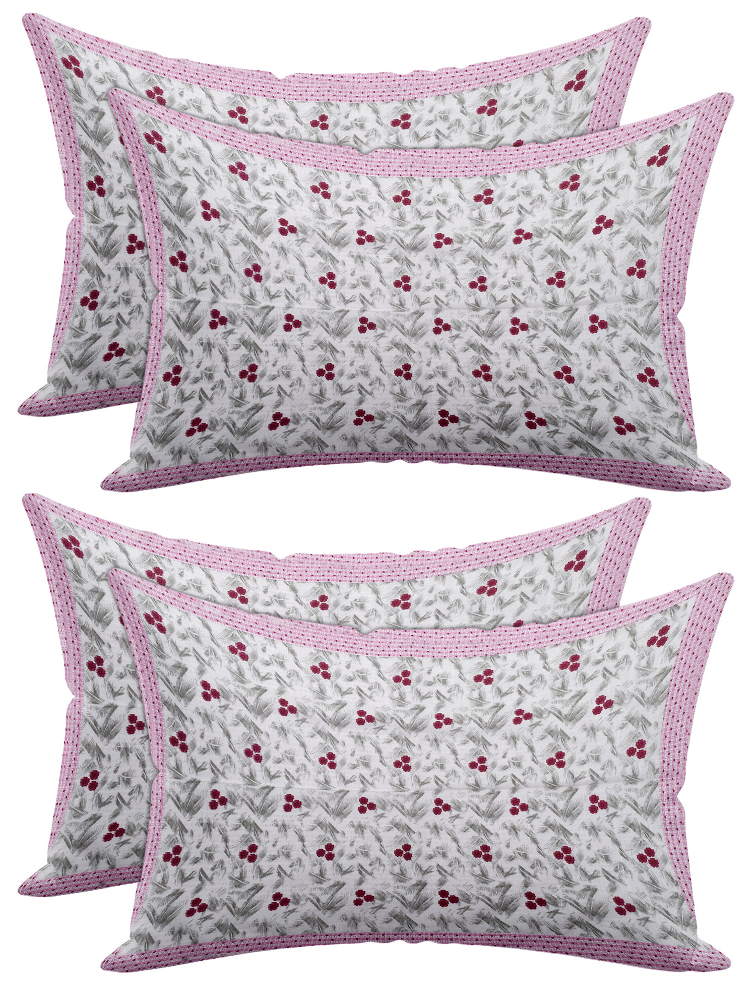 Kuber Industries Floral Design Premium Cotton Pillow Covers, 18 x 28 inch,(Pink)