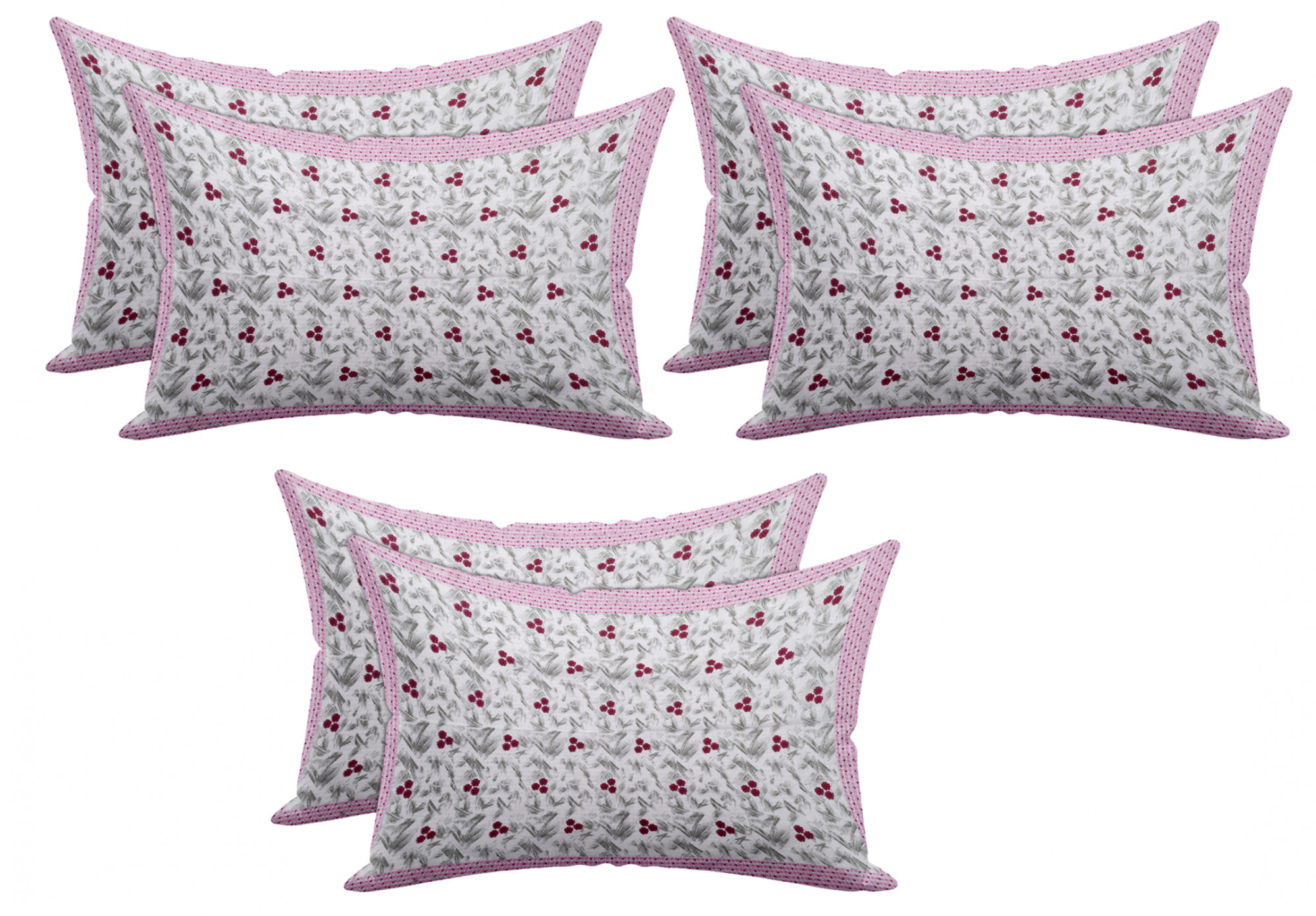 Kuber Industries Floral Design Premium Cotton Pillow Covers, 18 x 28 inch,(Pink)