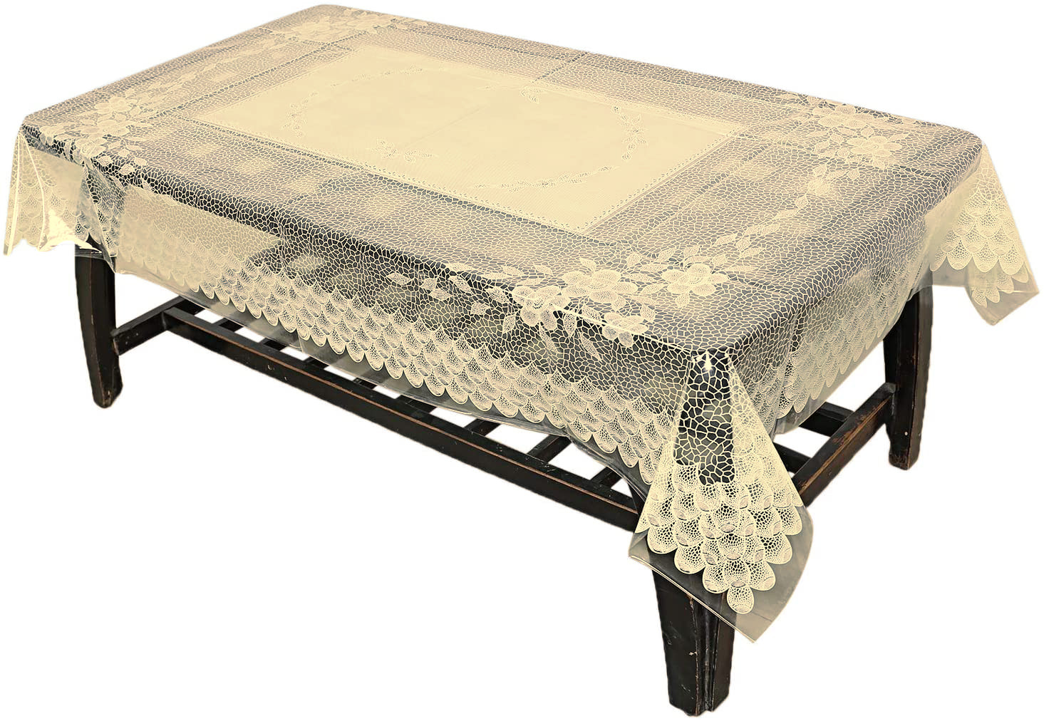 Kuber Industries Floral Design PVC 4 Seater Center Table Cover 40