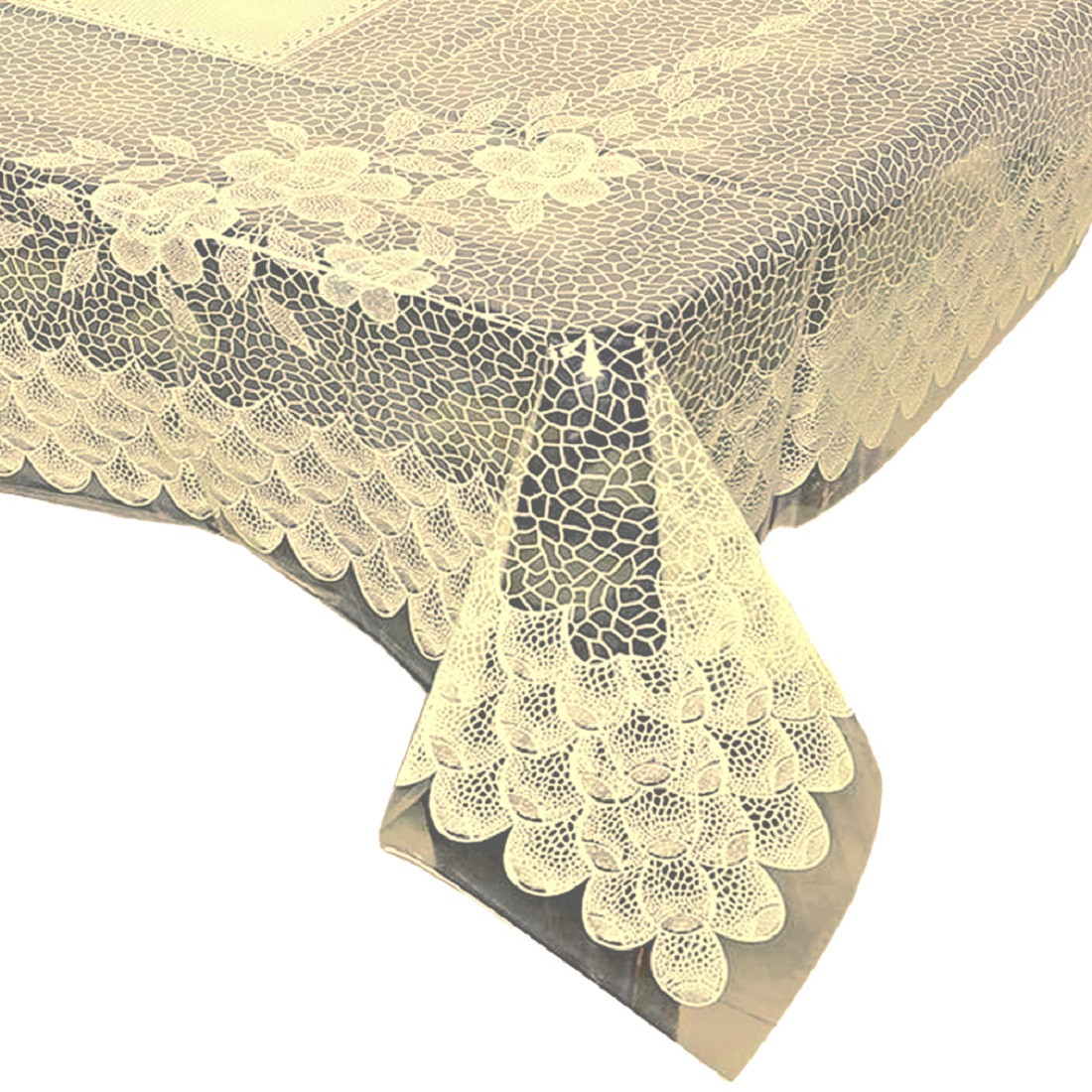 Kuber Industries Floral Design PVC 4 Seater Center Table Cover 40