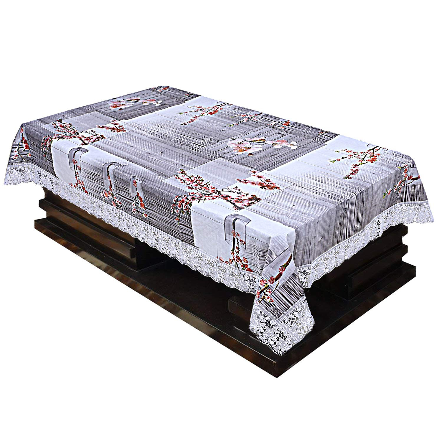 Kuber Industries Floral Design PVC 4 Seater Center Table Cover 40