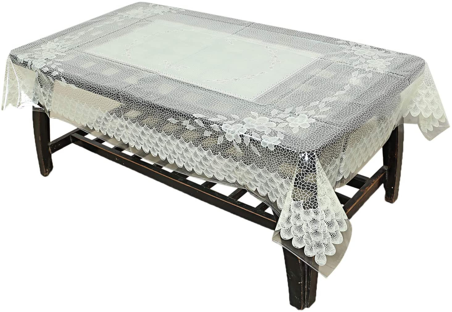 Kuber Industries Floral Design PVC 4 Seater Center Table Cover 40