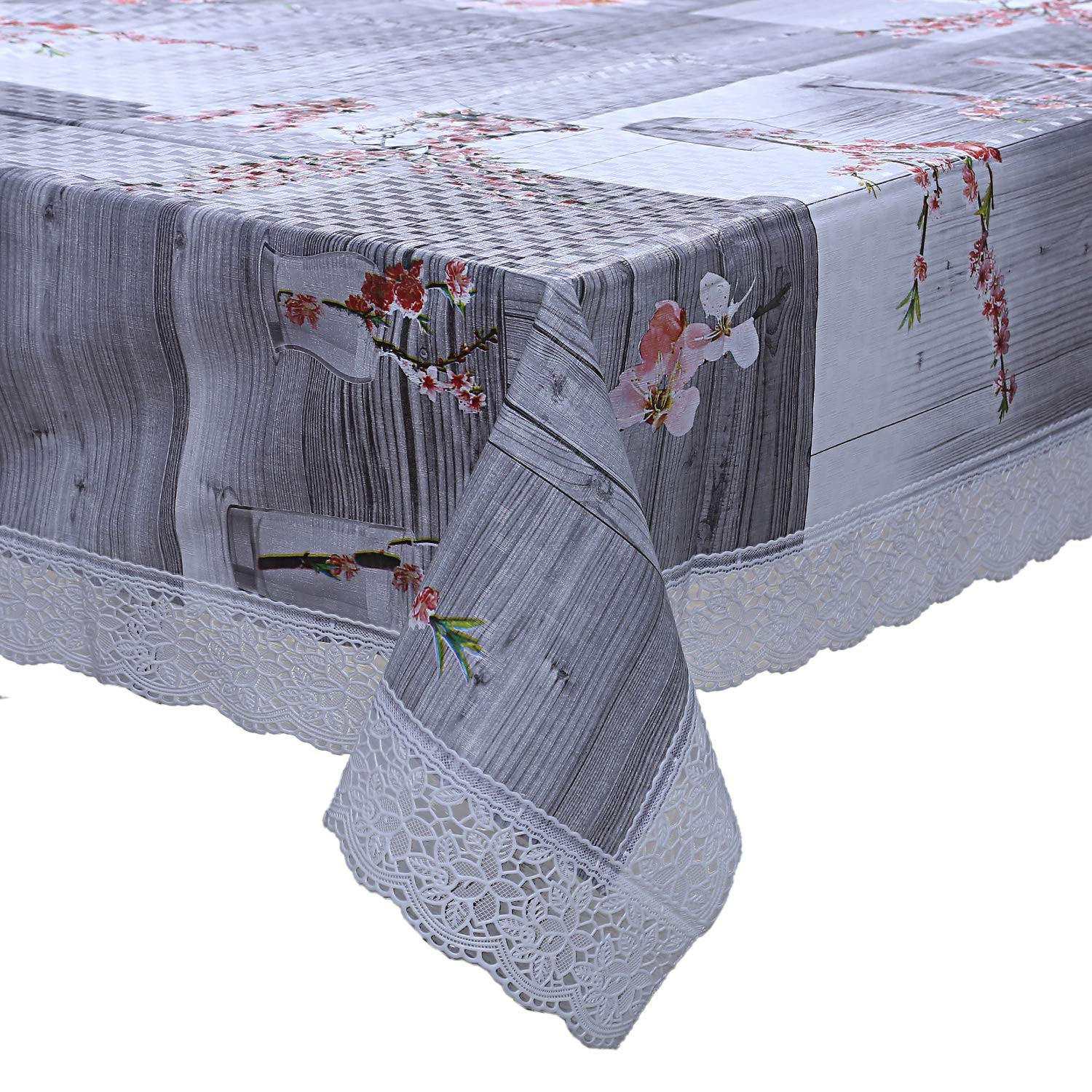 Kuber Industries Floral Design PVC 6 Seater Dining Table Cover 60