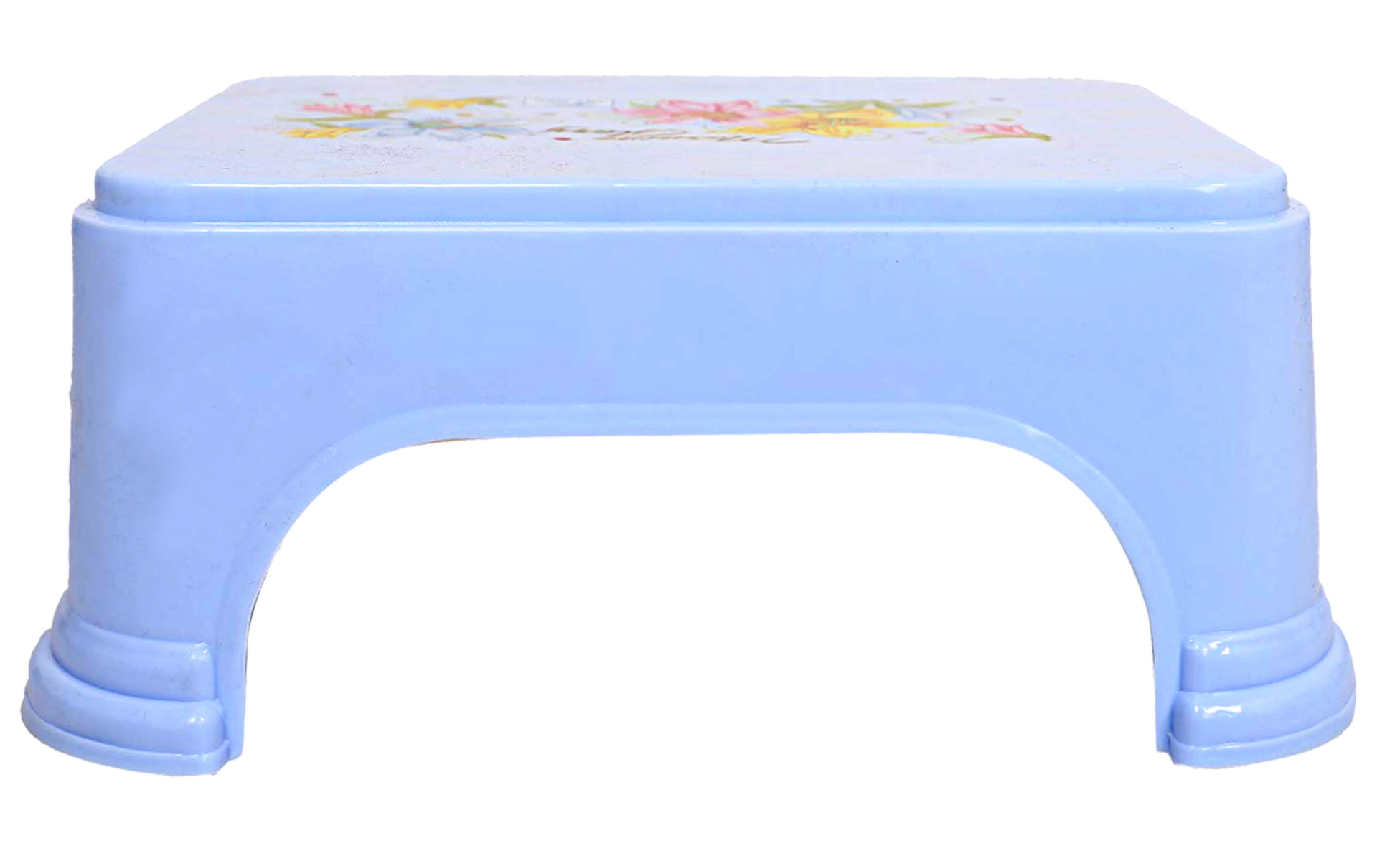 Kuber Industries Floral Print 2 Pieces Plastic Bathroom Stool, Adults Simple Style Stool Anti-Slip with Strong Bearing Stool for Home, Office, Kindergarten, Pink & Blue