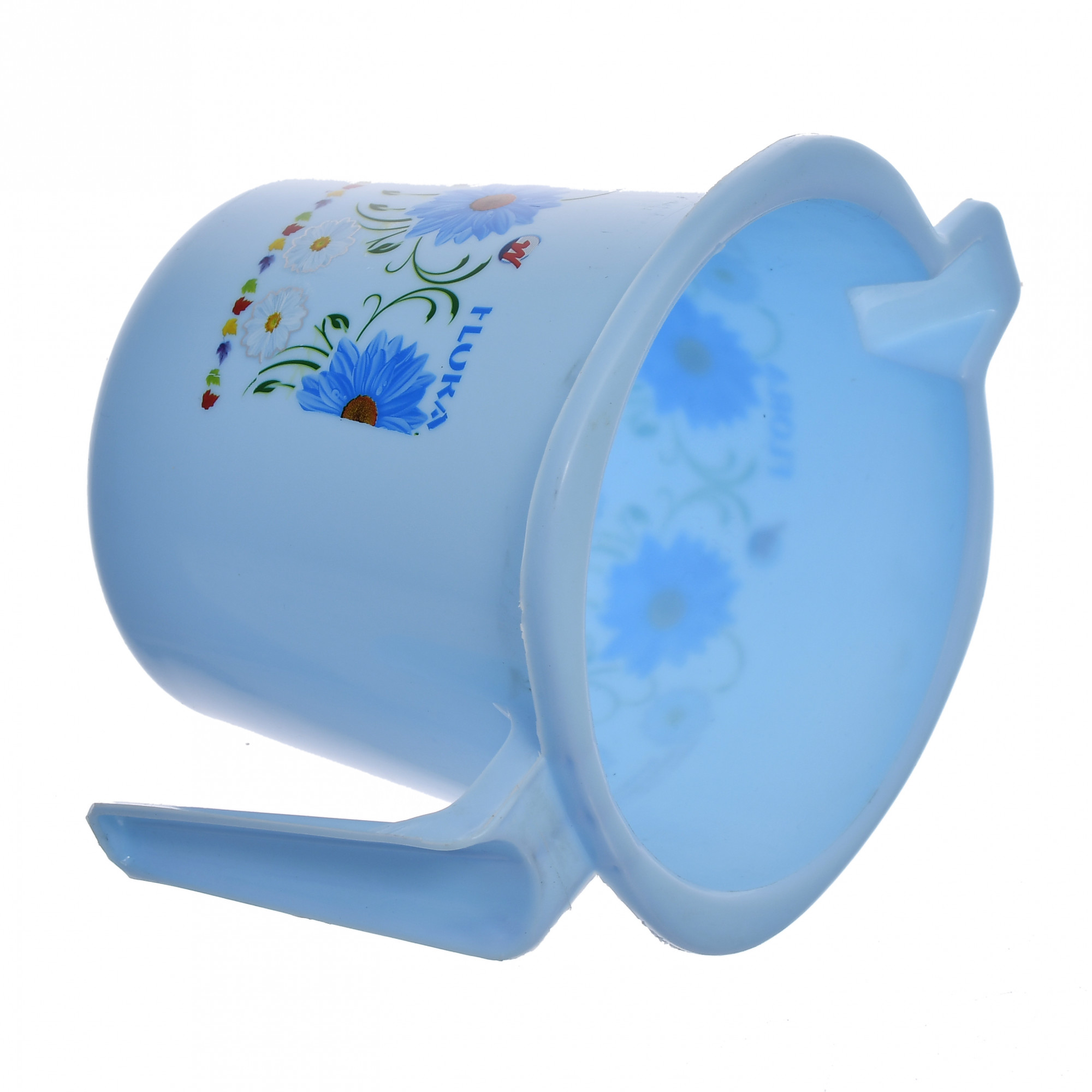 Kuber Industries Floral Print Bathroom Bathing Set of 3 Piece with Plastic 18 Ltr Bucket,1 Ltr Mug, 40 Ltr Bath Tub (Blue)-KUBMART1274