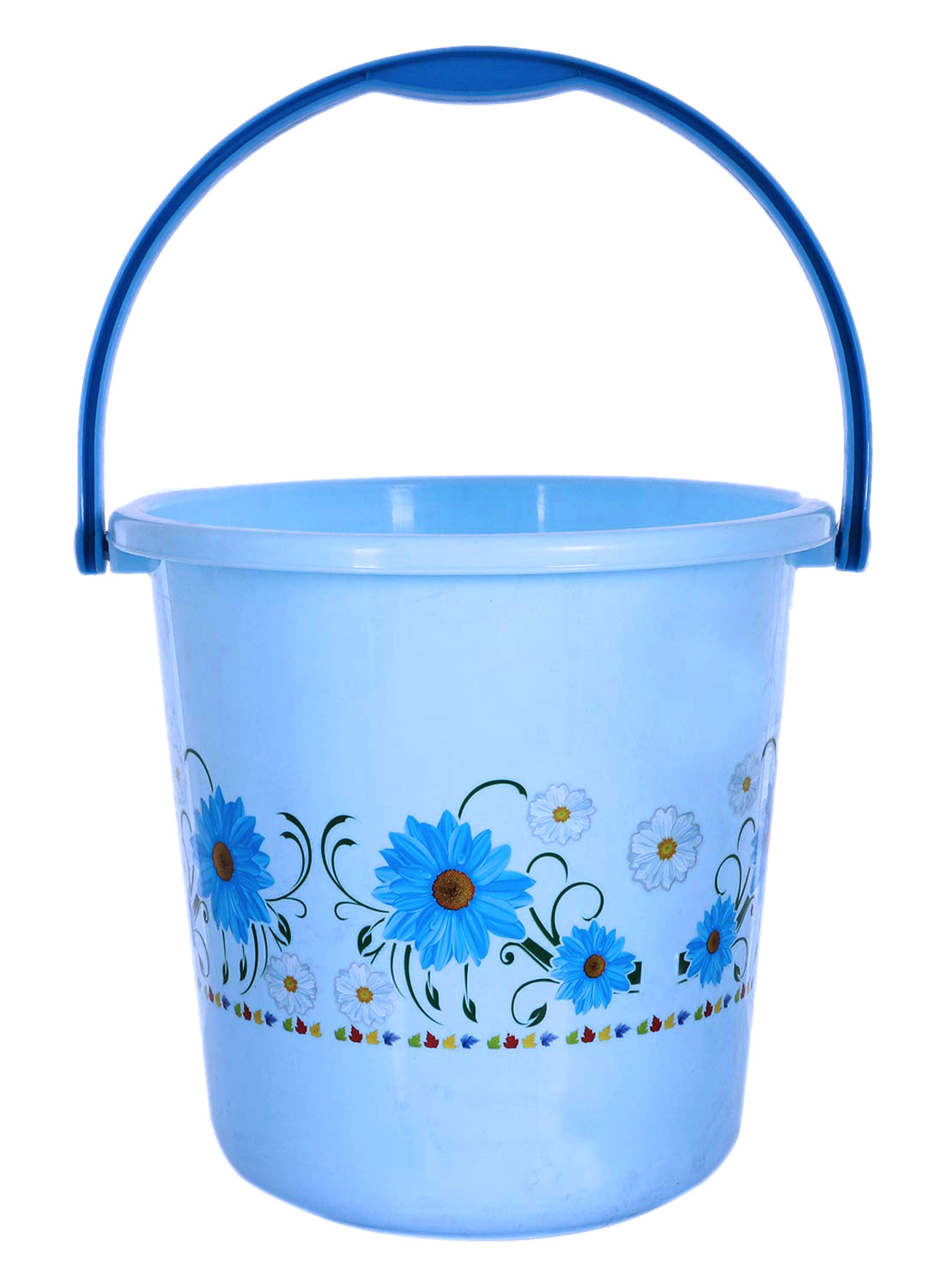 Kuber Industries Floral Print Bathroom Bathing Set of 3 Piece with Plastic 18 Ltr Bucket,1 Ltr Mug, 40 Ltr Bath Tub (Blue)-KUBMART1274