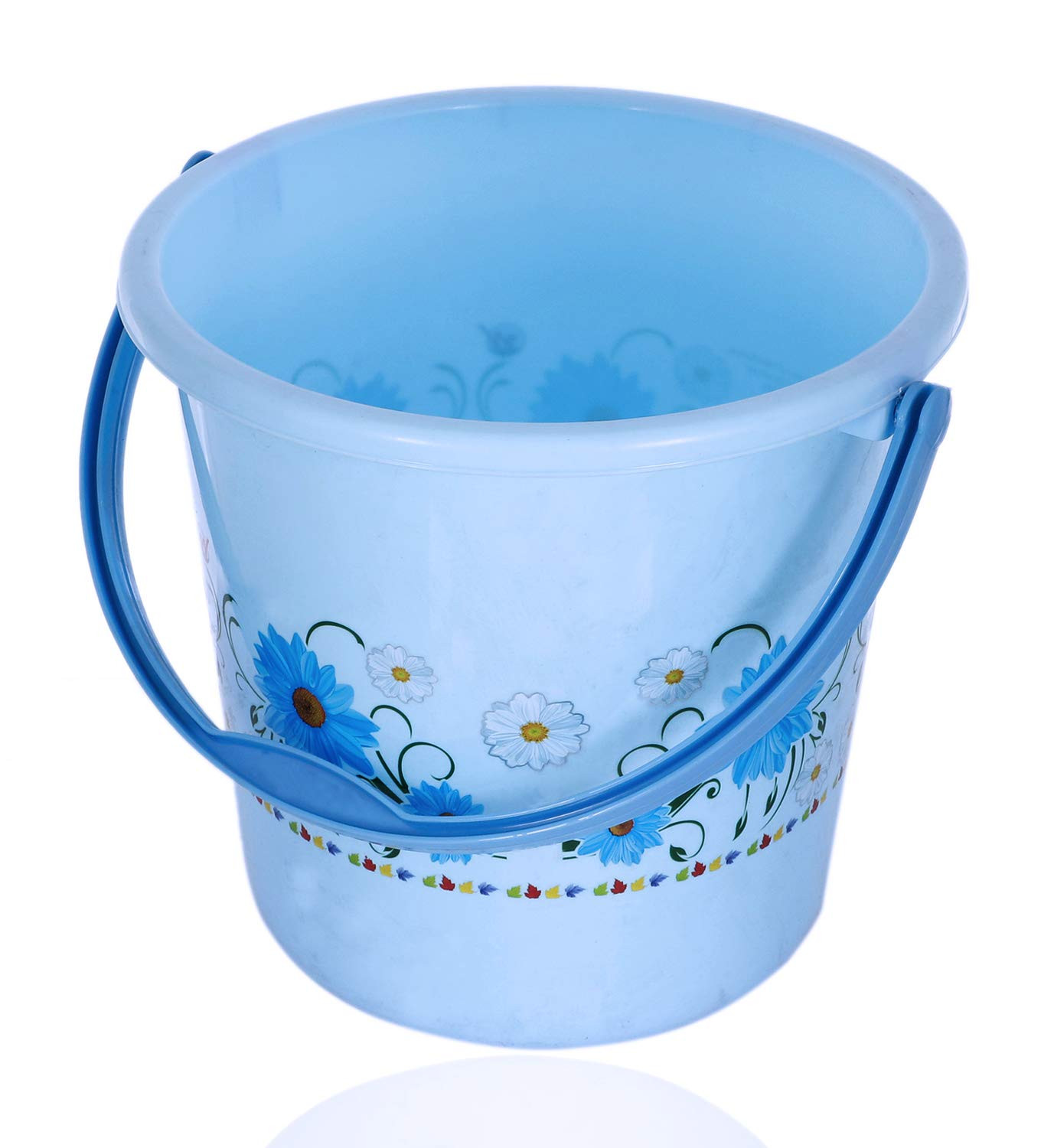 Kuber Industries Floral Print Bathroom Bathing Set of 3 Piece with Plastic 18 Ltr Bucket,1 Ltr Mug, 40 Ltr Bath Tub (Blue)-KUBMART1274