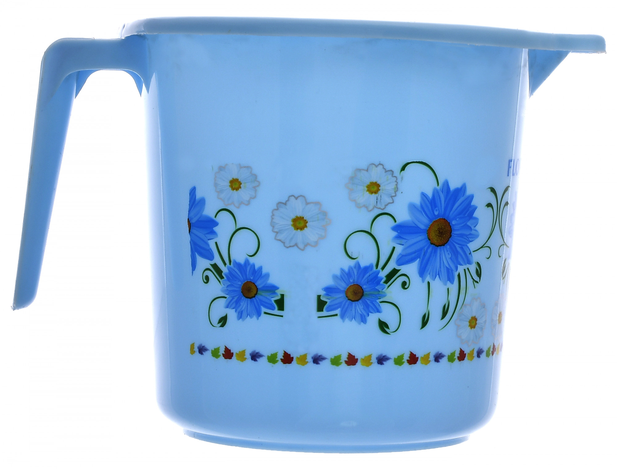 Kuber Industries Floral Print Bathroom Bathing Set of 3 Piece with Plastic 18 Ltr Bucket,1 Ltr Mug, 40 Ltr Bath Tub (Blue)-KUBMART1274