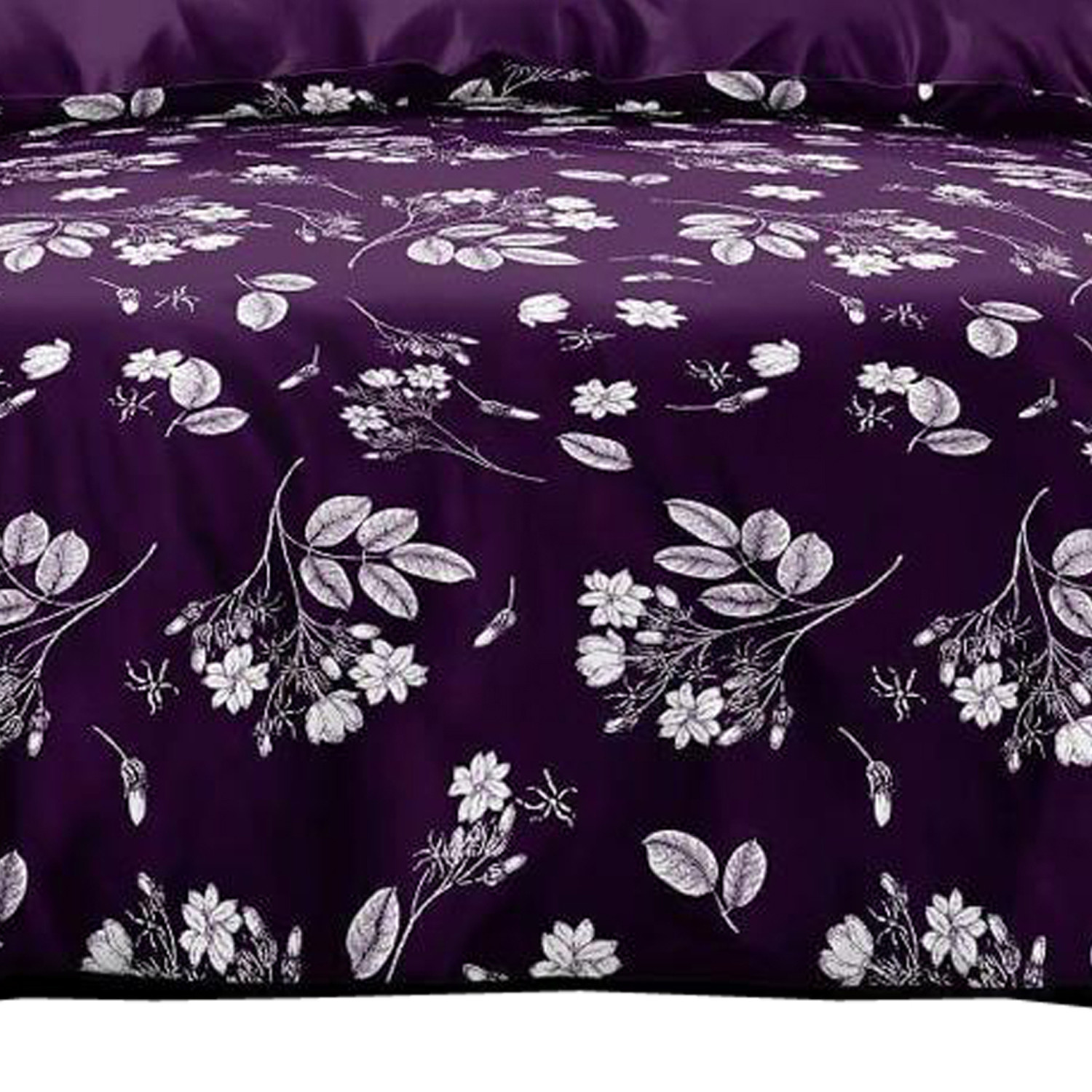 Kuber Industries Floral Print Glace Cotton Double Bedsheet with 2 Pillow Covers (Purple)