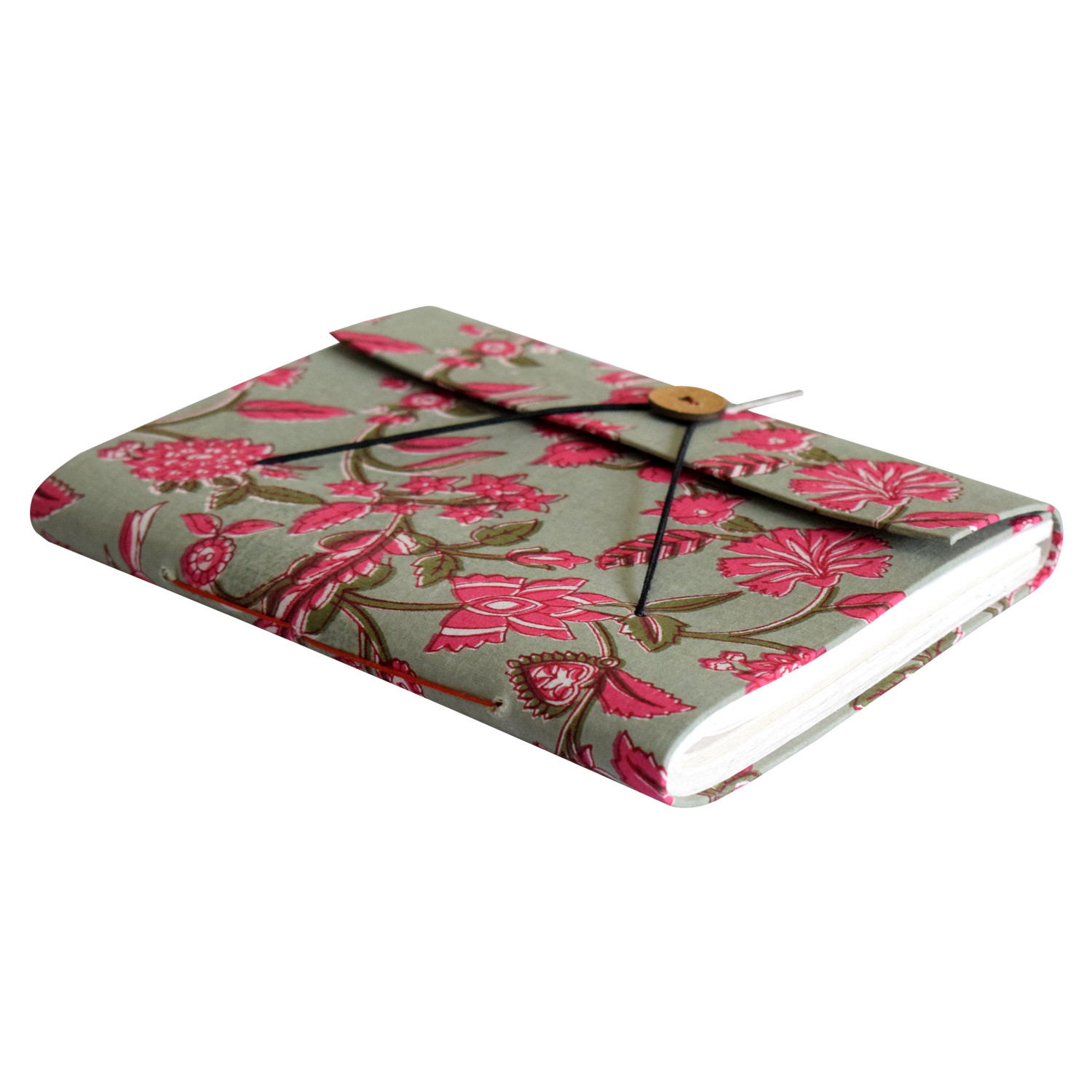 Kuber Industries Floral Print Handicraft Notebook/Diary With Lock System for Home, Traveling, Office (Green)