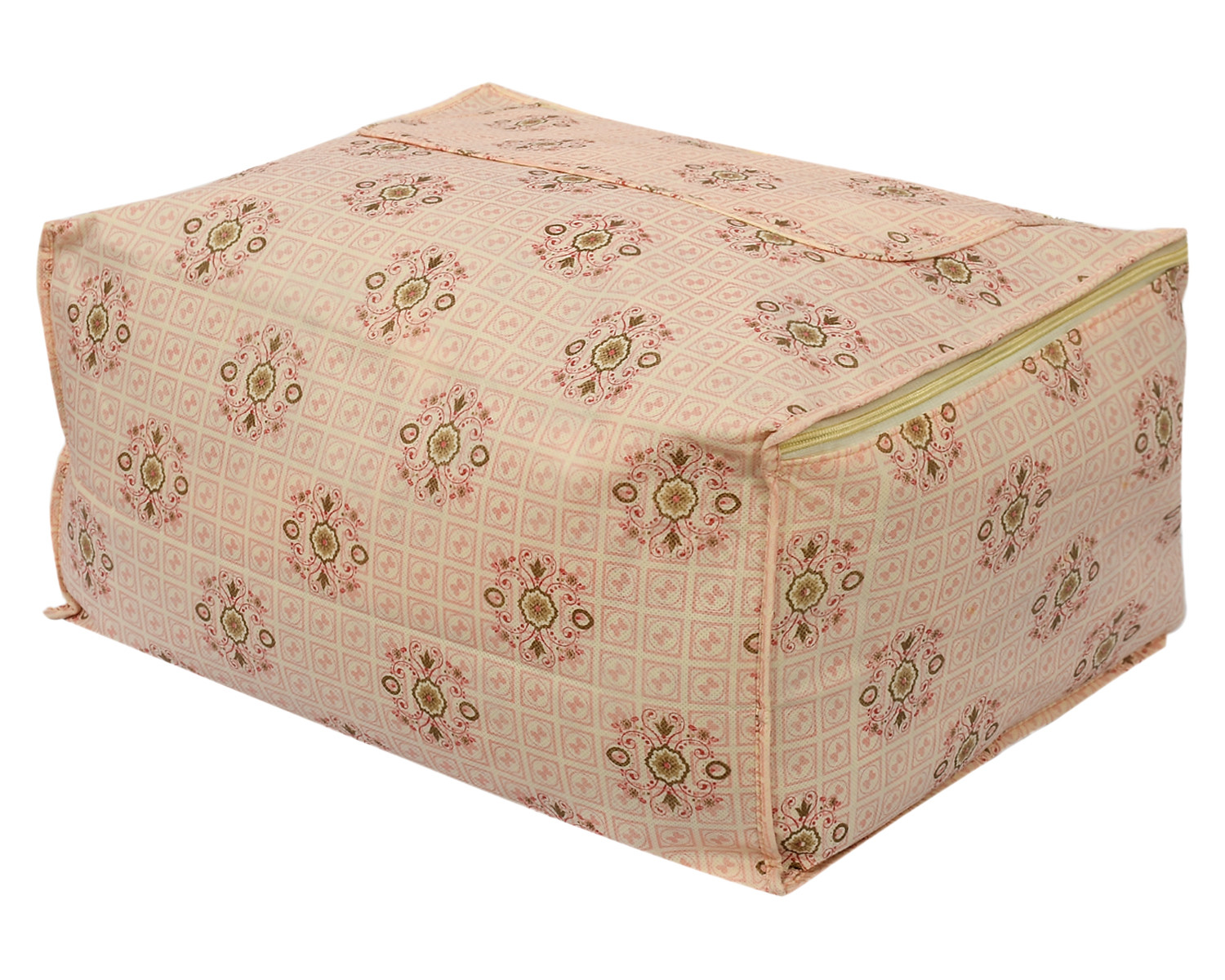 Kuber Industries Floral Print Non-Woven Saree cover With Large Pocket For Saree, Lehenga, Suit & Transparent Window (Pink) 54KM4164