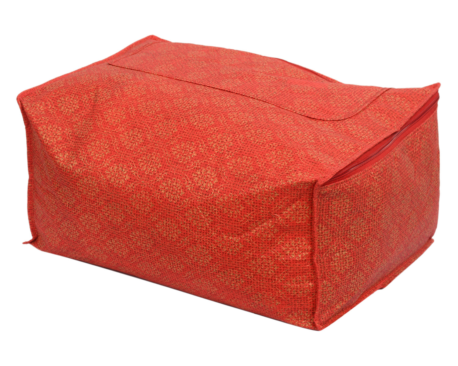 Kuber Industries Floral Print Non-Woven Saree cover With Large Pocket For Saree, Lehenga, Suit & Transparent Window (Red) 54KM4167