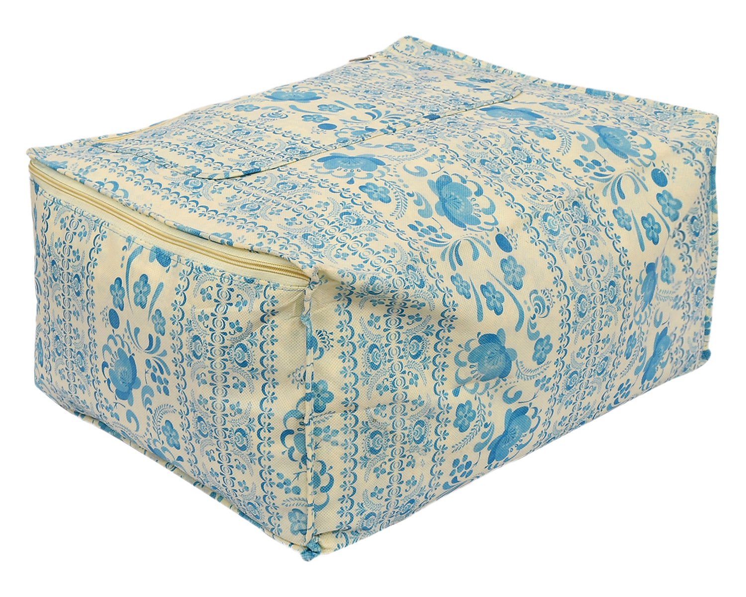Kuber Industries Floral Print Non-Woven Saree cover With Large Pocket For Saree, Lehenga, Suit & Transparent Window (Blue) 54KM4170