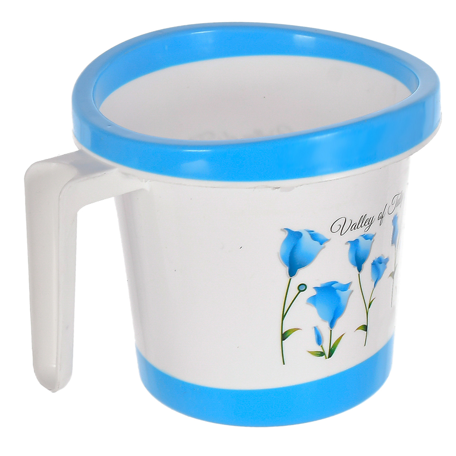 Kuber Industries Floral Print Plastic Bathroom Mug 1 Litre- (Blue)-46KM0169