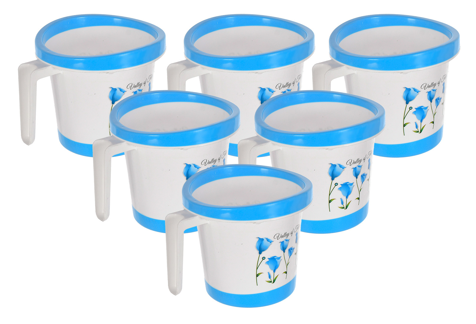 Kuber Industries Floral Print Plastic Bathroom Mug 1 Litre- (Blue)-46KM0169