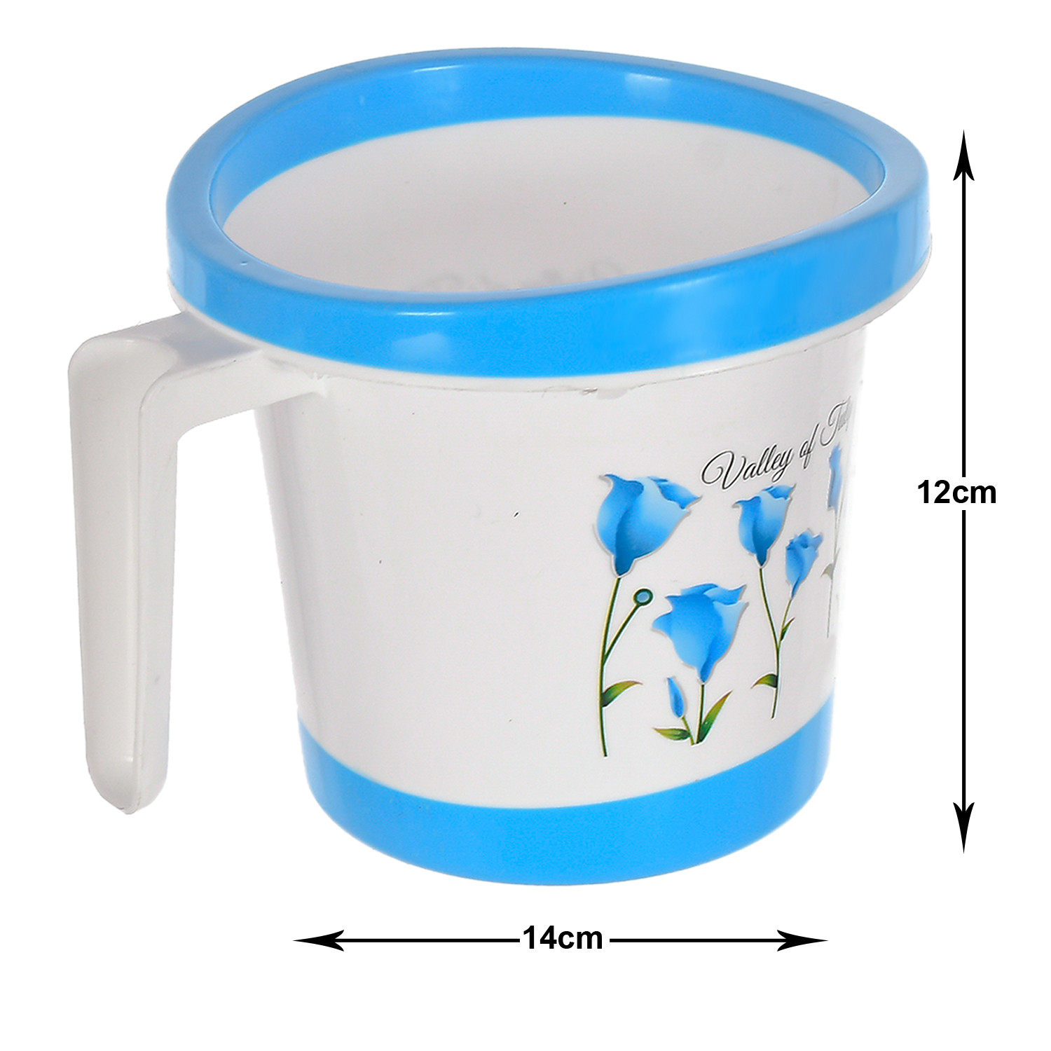 Kuber Industries Floral Print Plastic Bathroom Mug 1 Litre-(Blue & Pink)-46KM0177