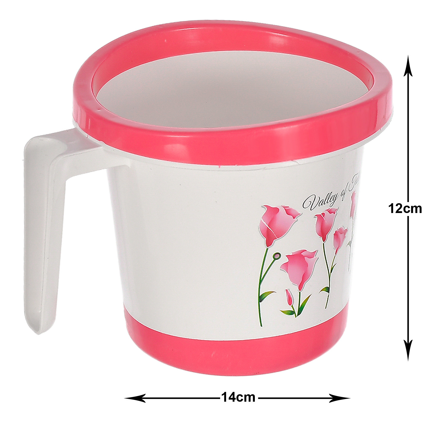 Kuber Industries Floral Print Plastic Bathroom Mug 1 Litre-(Pink)-46KM0161