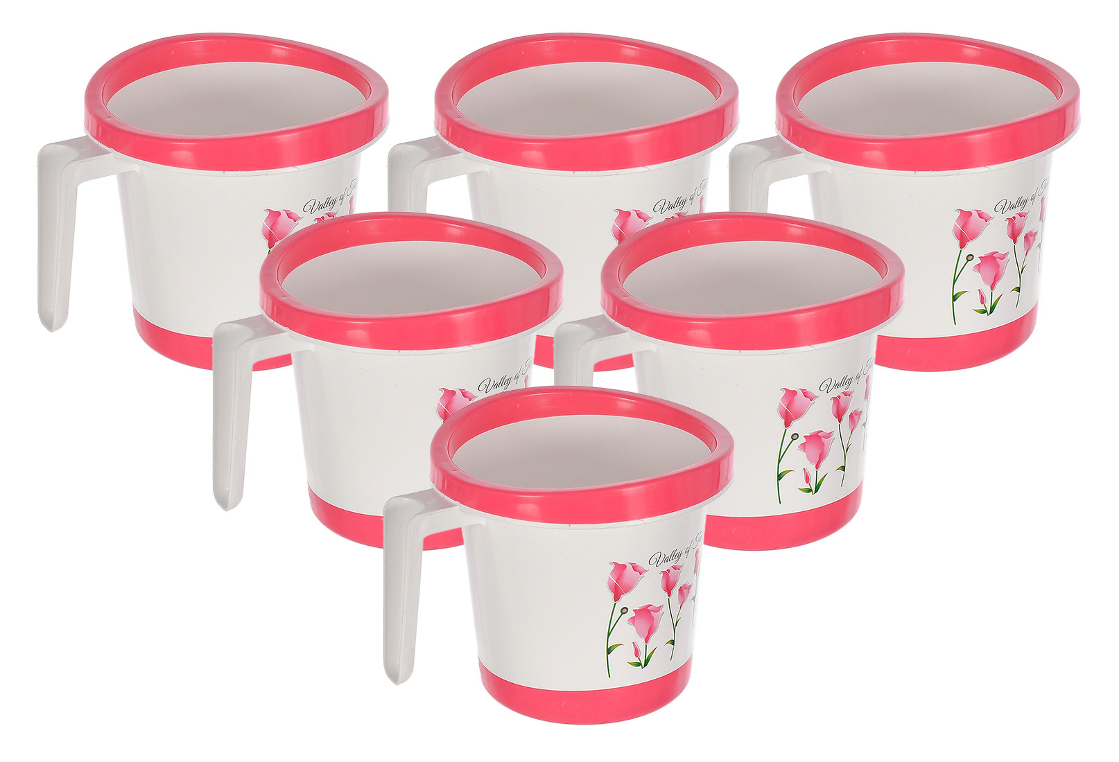 Kuber Industries Floral Print Plastic Bathroom Mug 1 Litre-(Pink)-46KM0161