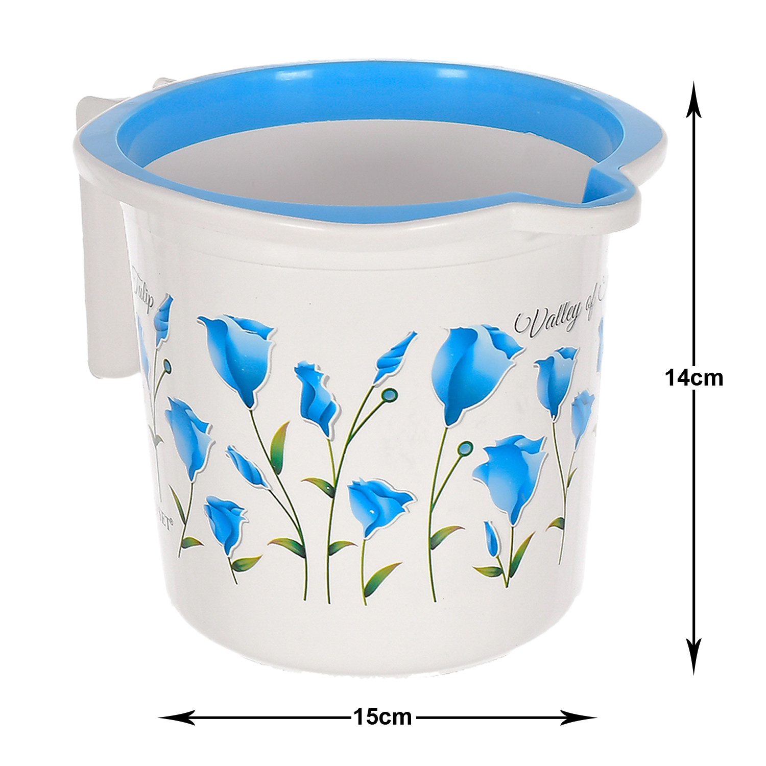 Kuber Industries Floral Print Plastic Bathroom Mug 1.5 Litre- (Blue )-46KM0191