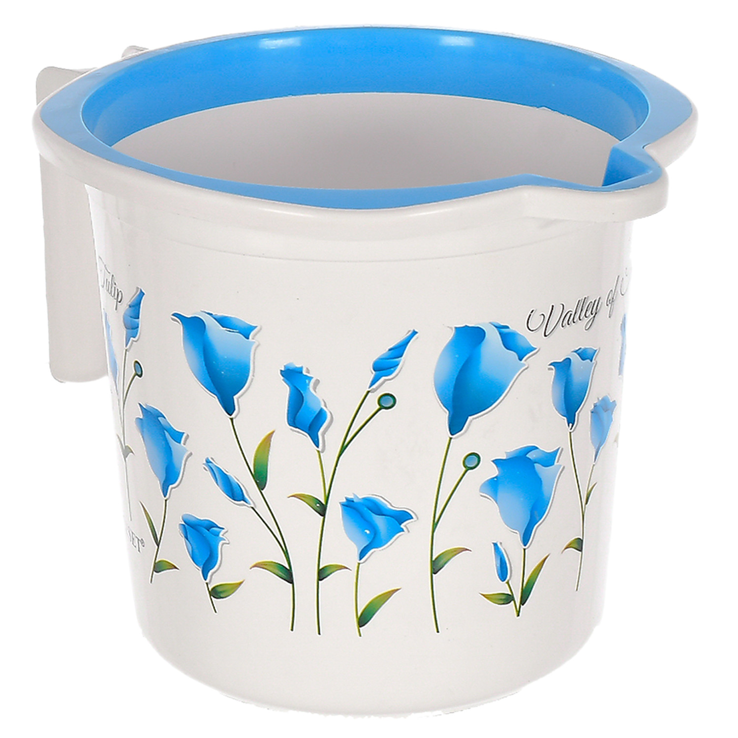 Kuber Industries Floral Print Plastic Bathroom Mug 1.5 Litre- (Blue )-46KM0191