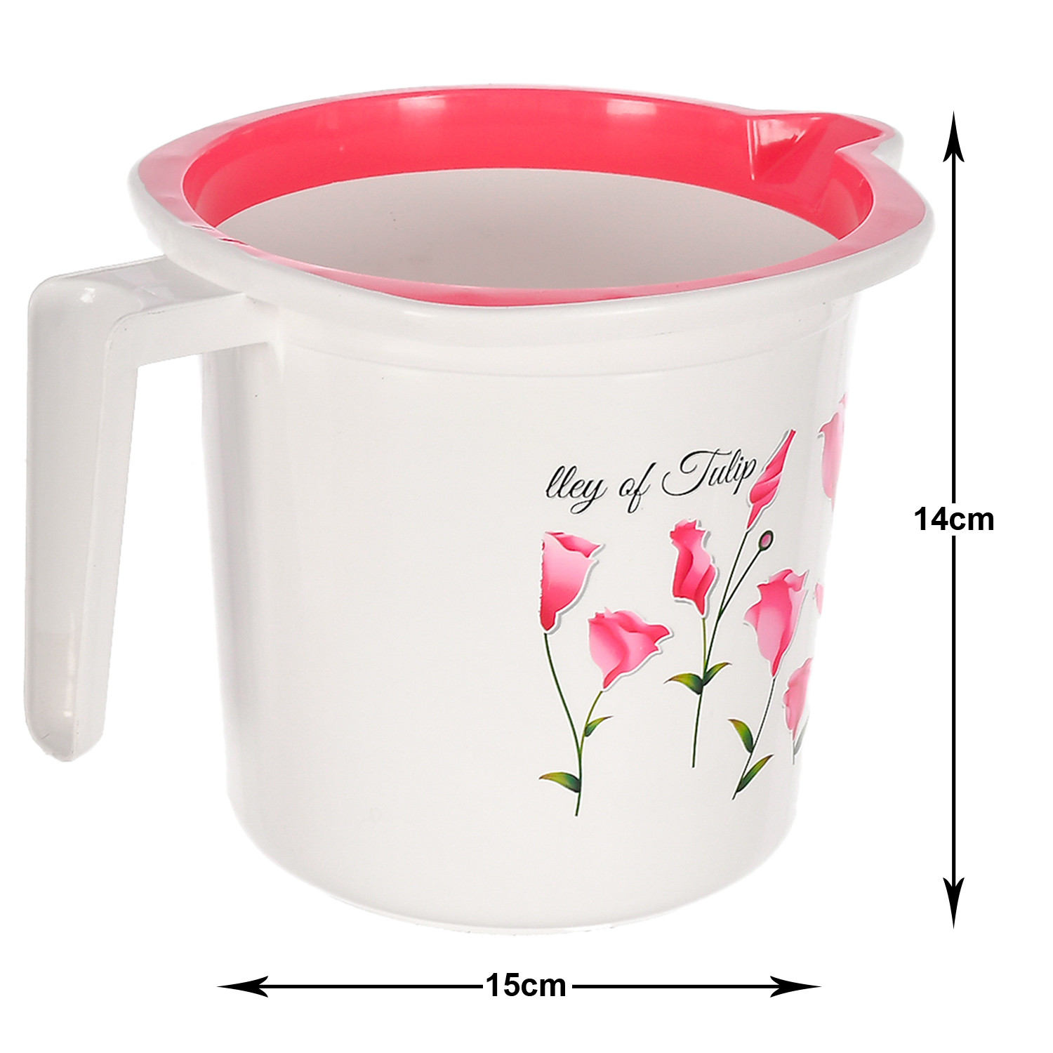 Kuber Industries Floral Print Plastic Bathroom Mug 1.5 Litre-(Pink )-46KM0183