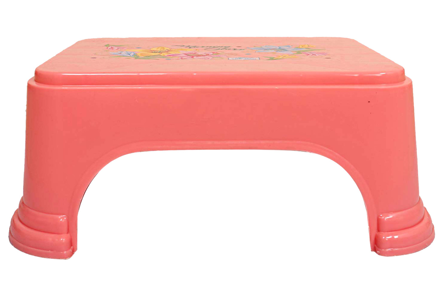 Kuber Industries Floral Print Plastic Bathroom Stool, Adults Simple Style Stool Anti-Slip with Strong Bearing Stool for Home, Office, Kindergarten, Pink