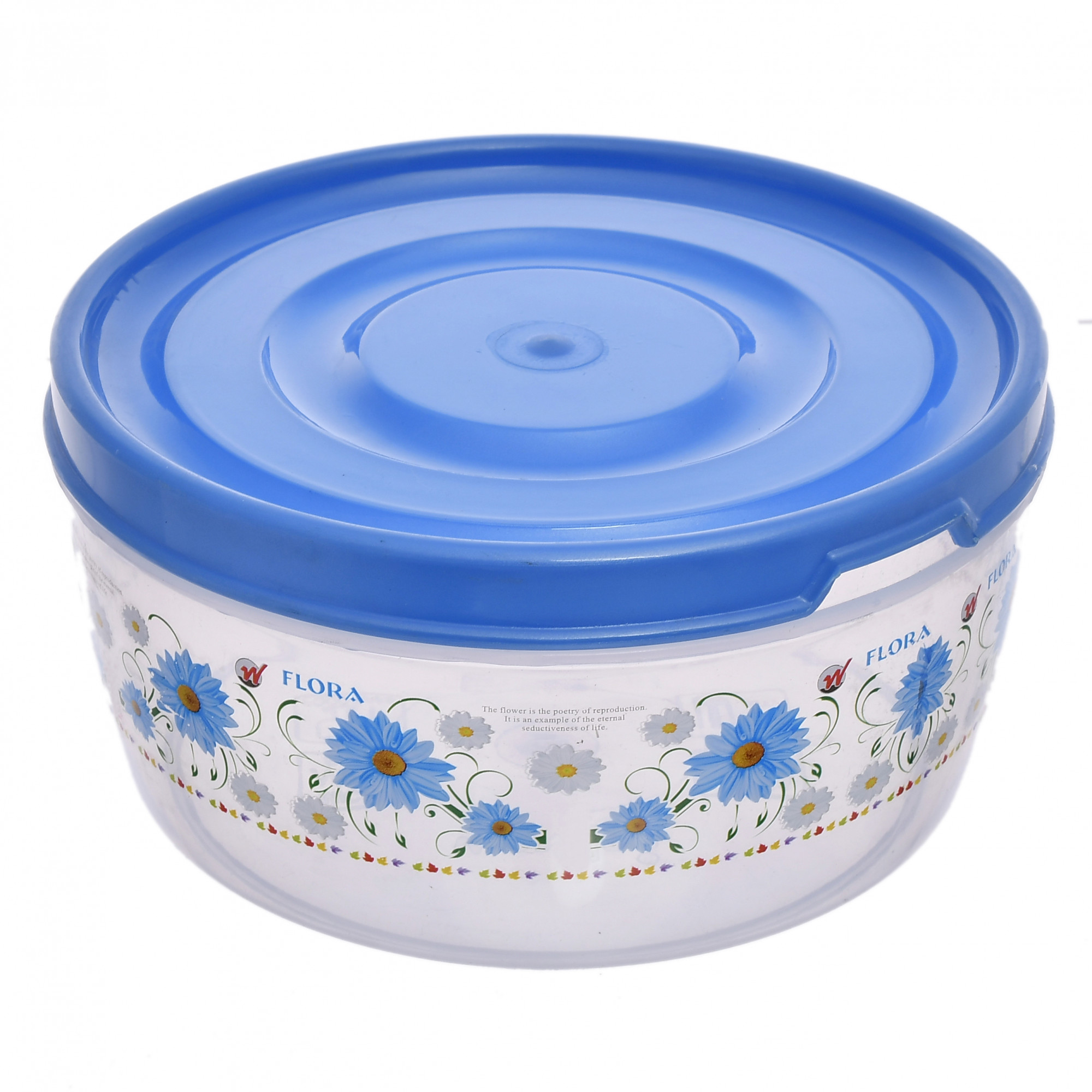 Kuber Industries Floral Print Plastic Multipurpose Transparent Air Tight Food Storage Kitchen Container Set (Set Of 4,Blue)-KUBMART1232