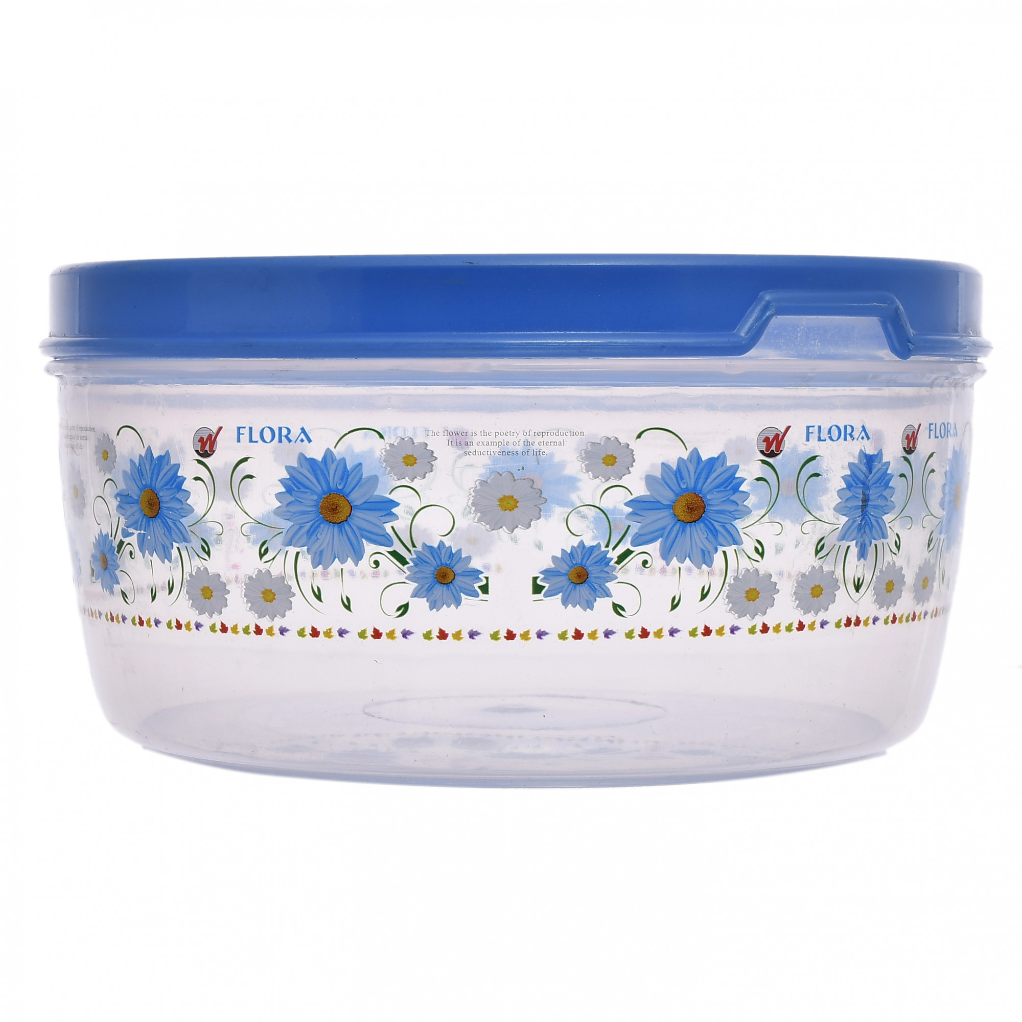 Kuber Industries Floral Print Plastic Multipurpose Transparent Air Tight Food Storage Kitchen Container Set (Set Of 4,Blue)-KUBMART1232