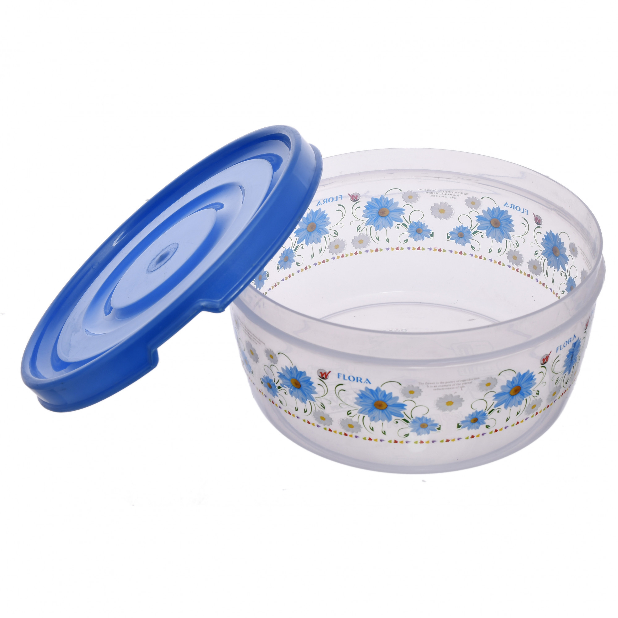 Kuber Industries Floral Print Plastic Multipurpose Transparent Air Tight Food Storage Kitchen Container Set (Set Of 4,Blue)-KUBMART1232